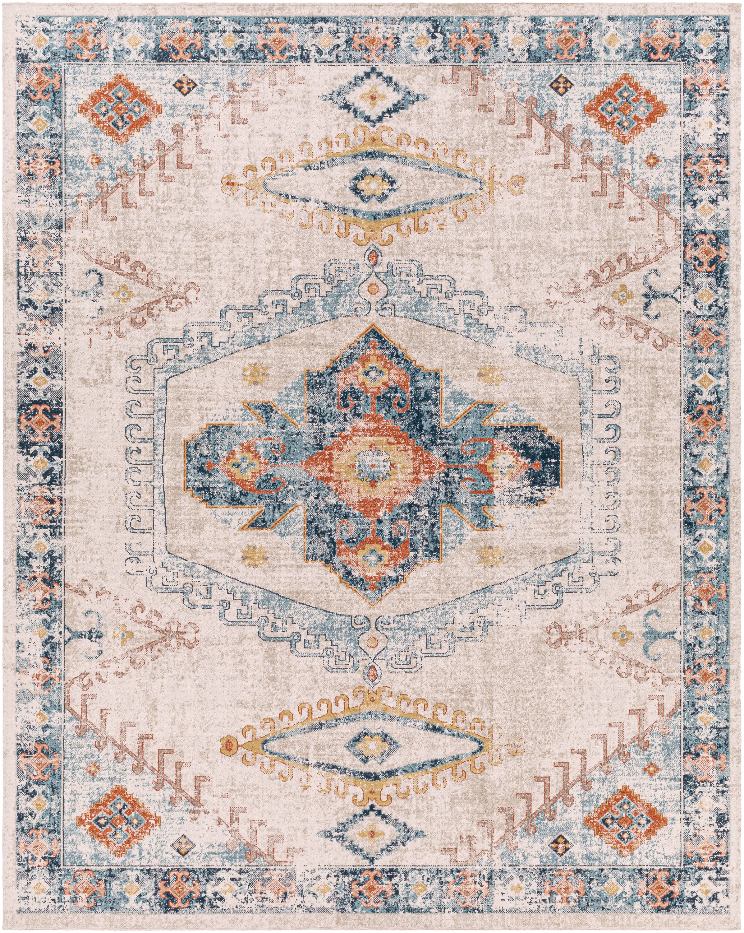 Artistic Weavers HTB2318-71010 Huntington Beach 8 X 10 Navy Indoor/Outdoor Medallion Global Area Rug