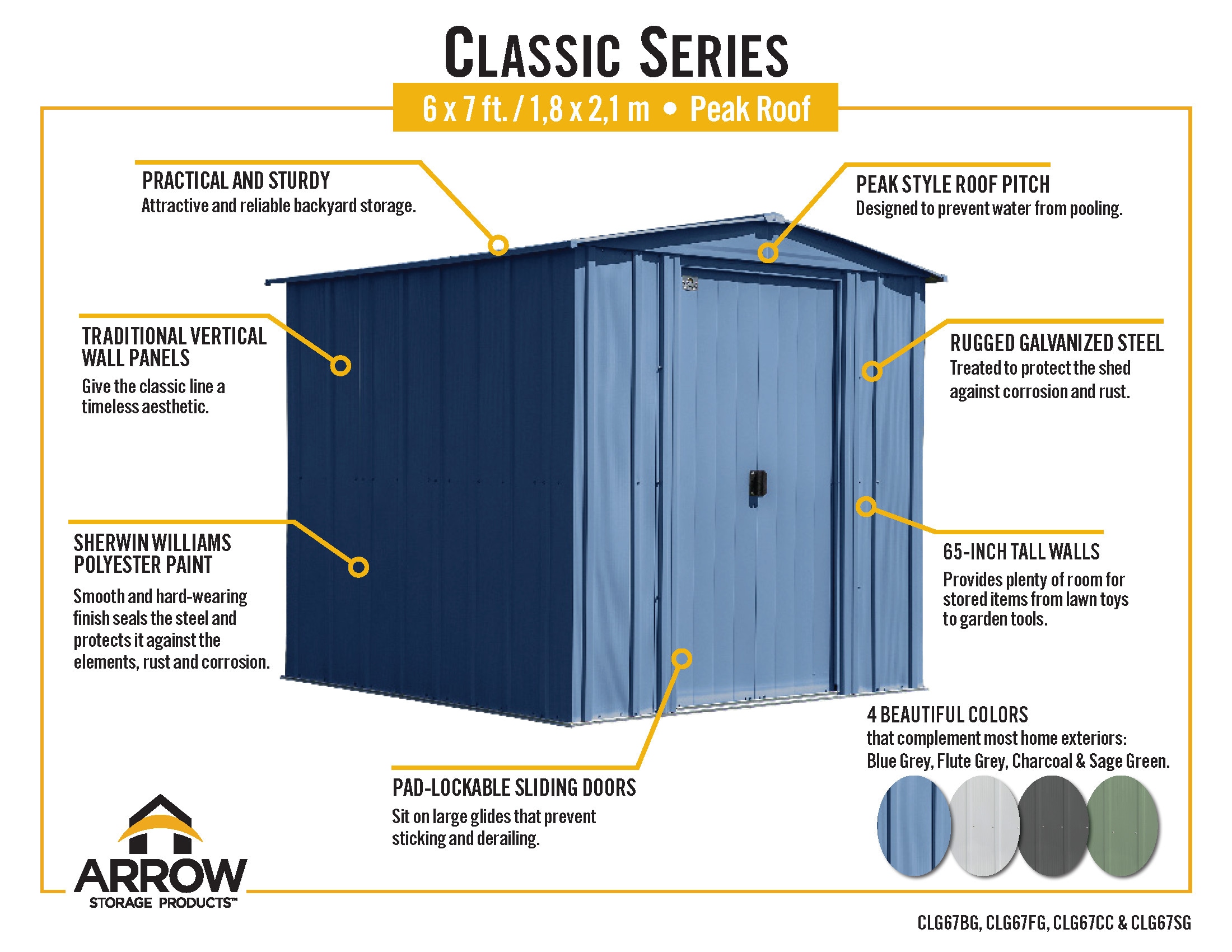 Arrow CLG67CC Metal-Storage-Buildings-Sheds - View #10