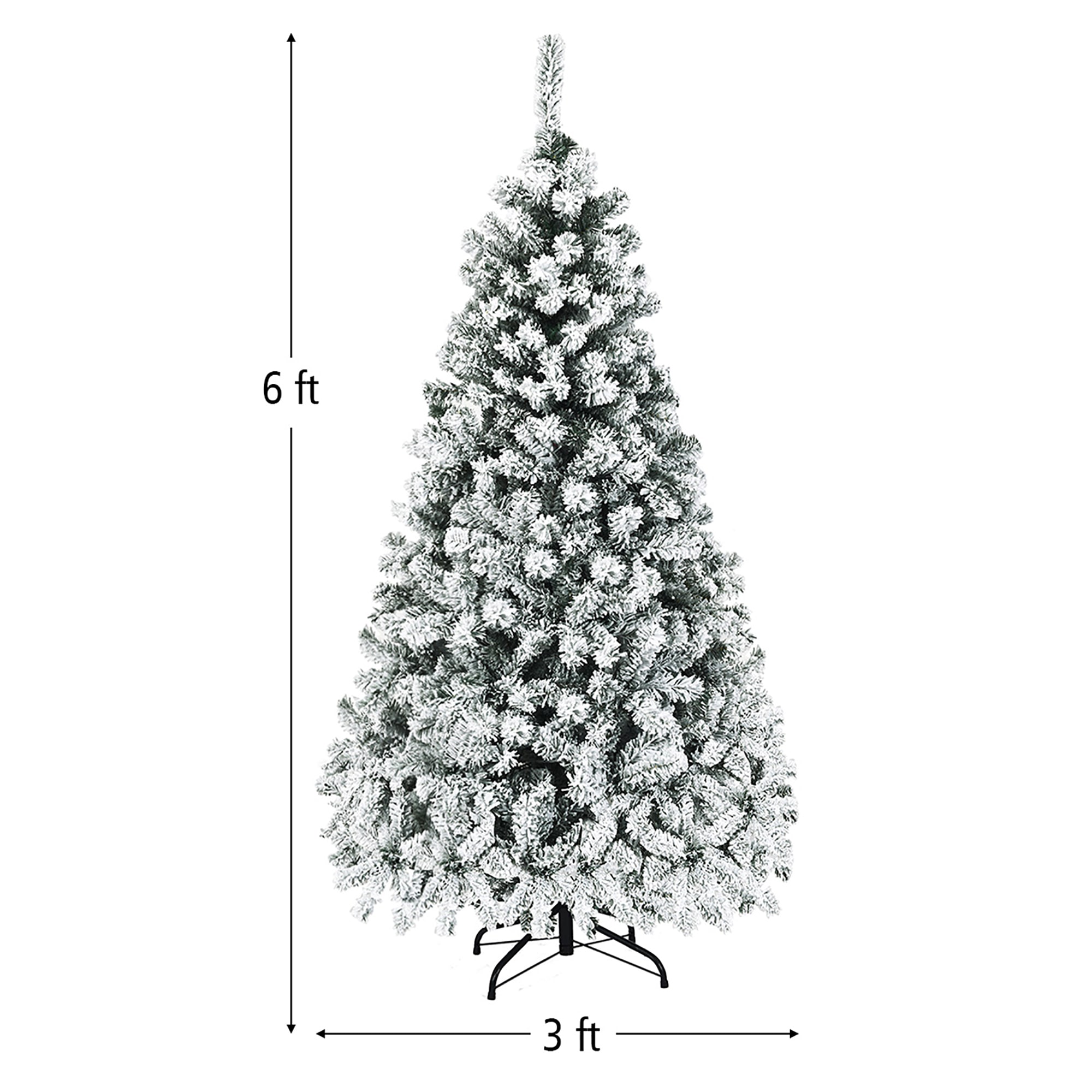 6FT Snow Flocked Pre-Lit Pine Christmas Tree with LED Lights