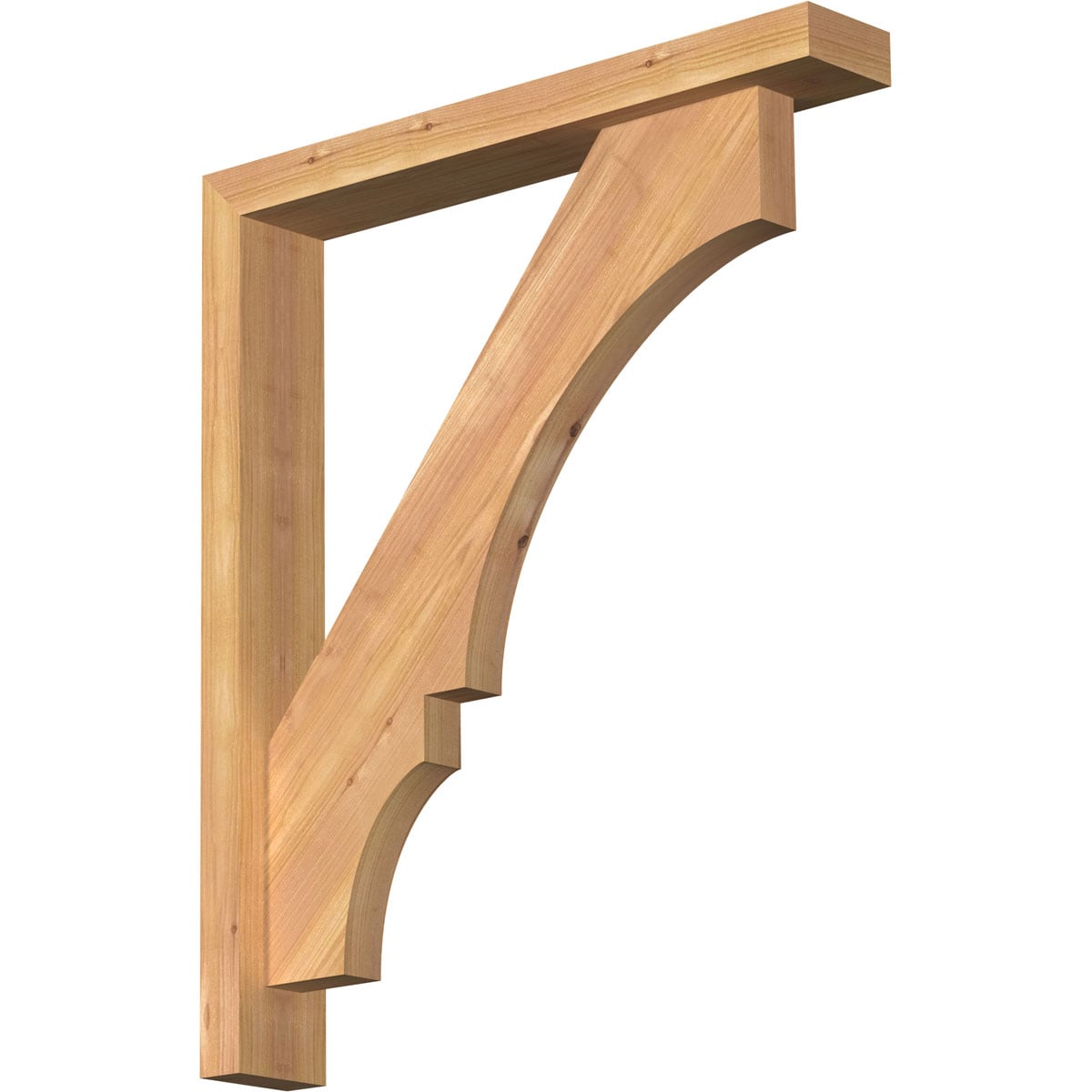 Ekena Millwork 1461921 Balboa Block Smooth Bracket with Offset Brace Western Red Cedar Wood Standard Bracket