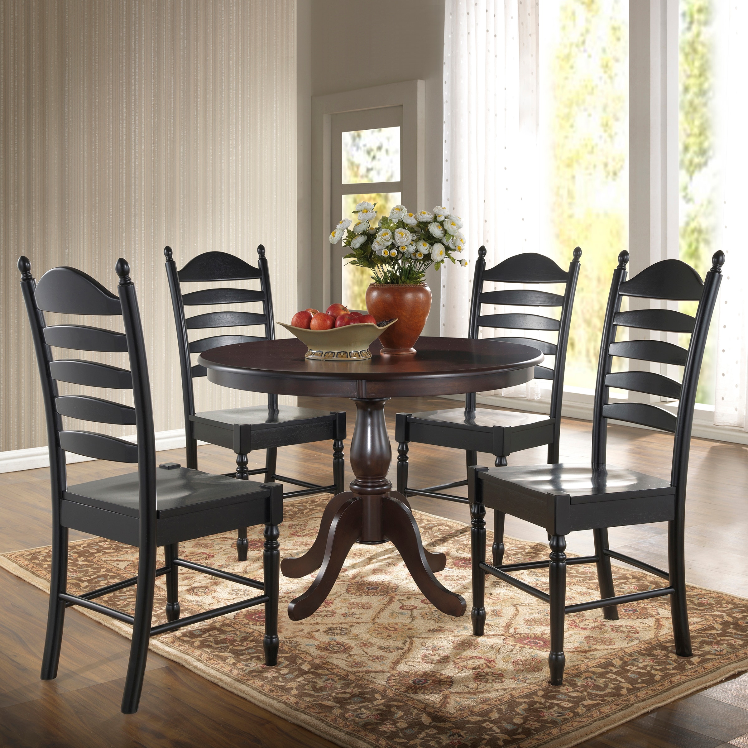 Carolina Cottage Fairview Espresso Round Traditional Dining Table, Wood ...