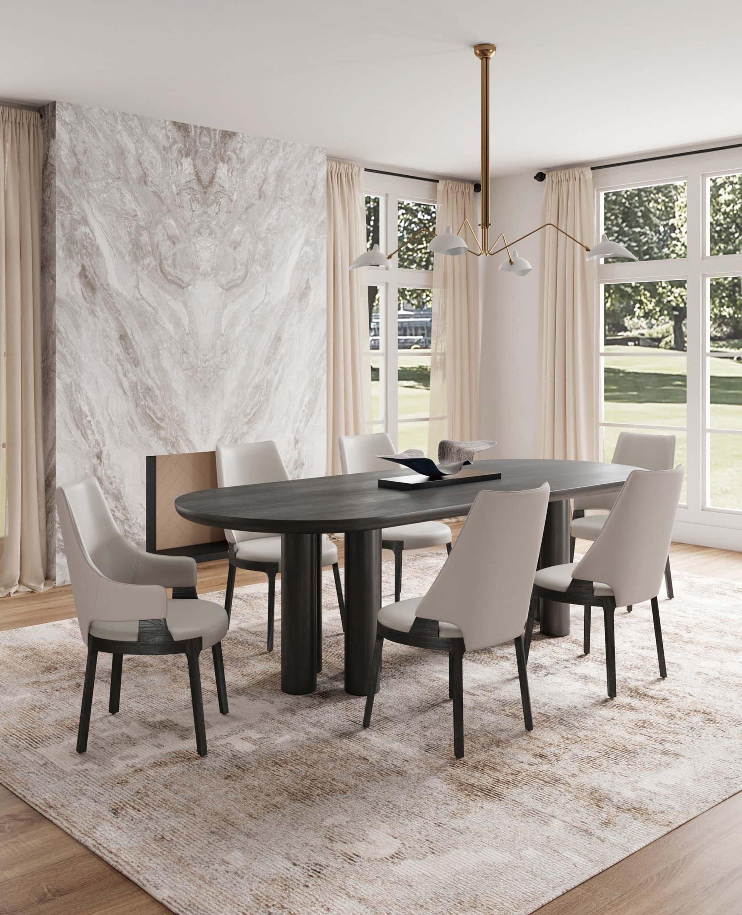 Manhattan Comfort 4-DC057-LG Set of 4 Contemporary/Modern Faux Leather Upholstered Dining Arm Chair (Wood Frame)