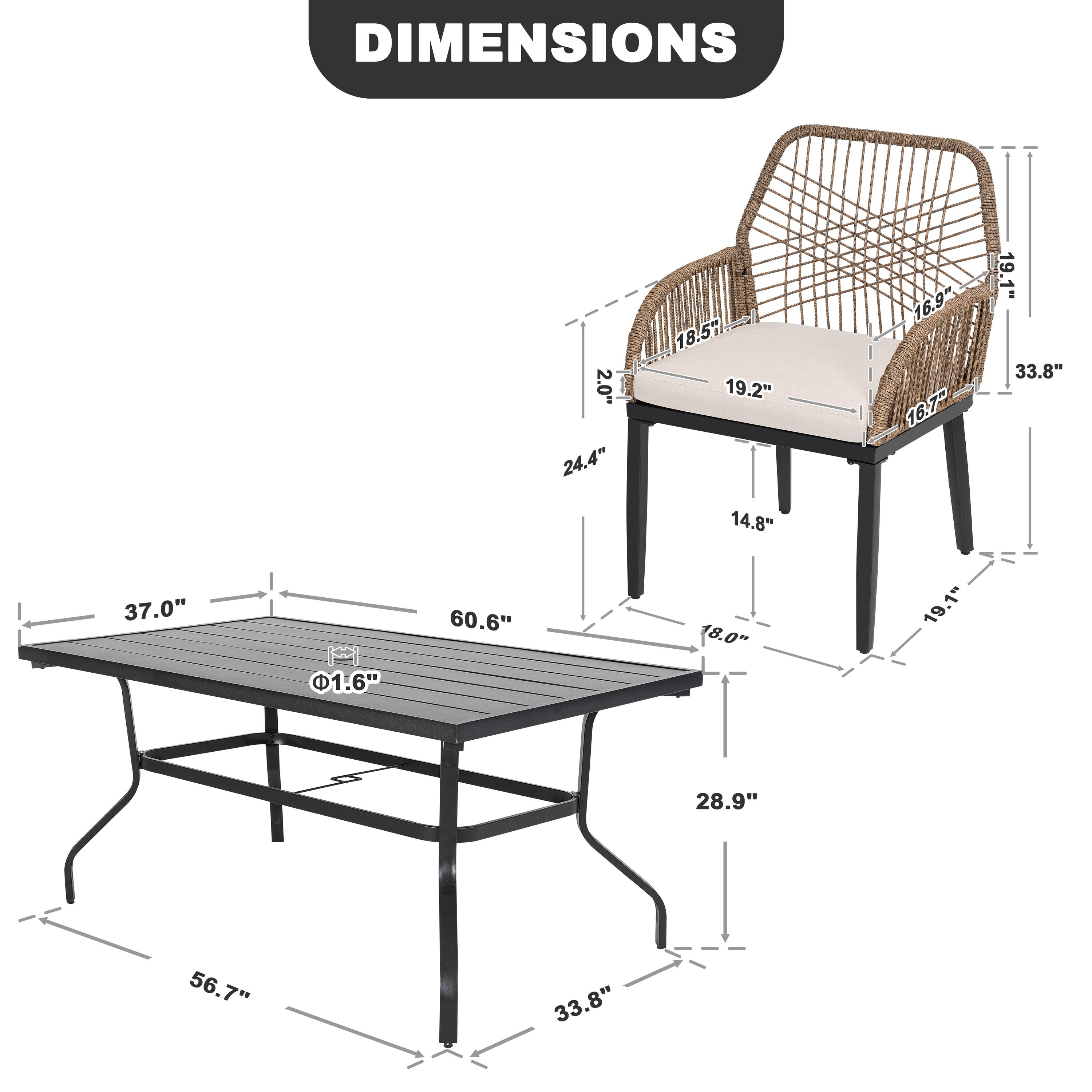 Nuu Garden SDBW004-701 Patio-Dining-Sets - View #3