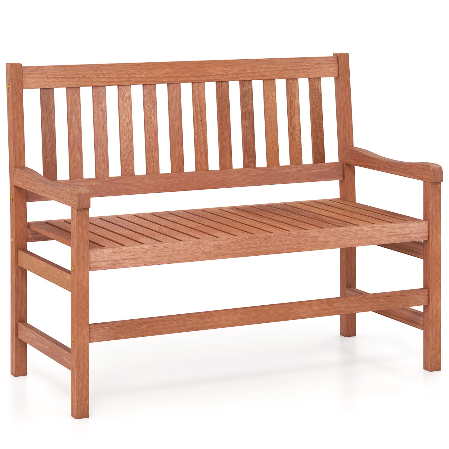 Slickblue - 44 in L x 22 in W Teak Solid Wood Frame Slatted 2 Seat Outdoor Loveseat Bench Type Pa...