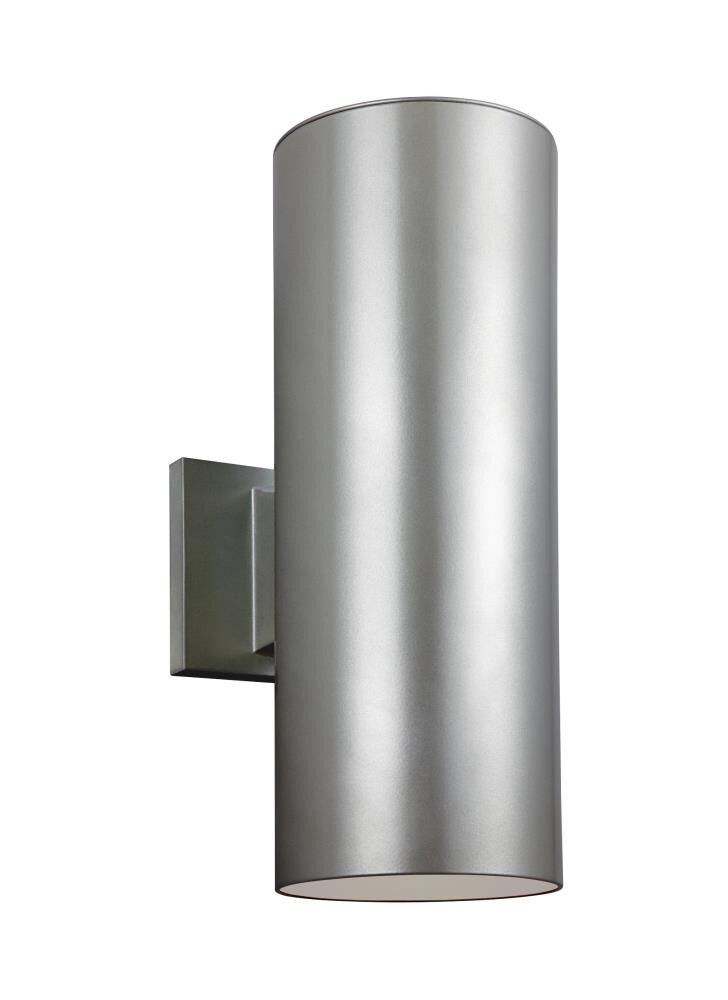 Generation Lighting 8313802EN3-753 Outdoor Cylinders 2 -Light 14.2500-in H Brushed Nickel Hardwired Outdoor Wall Light