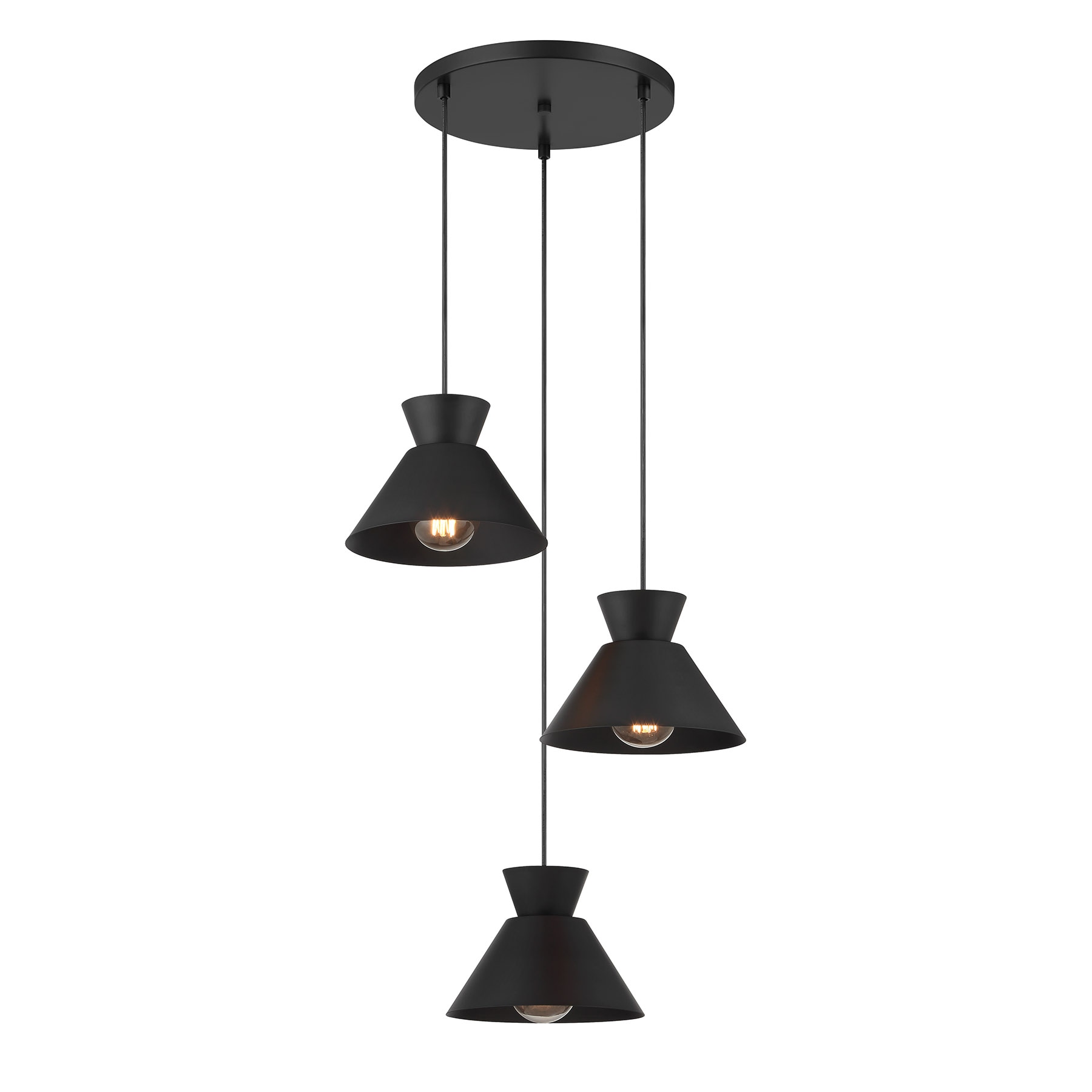 Meridian Lite Trends M100139MBK Meridian 3 -Light Matte Black Modern/contemporary For Use in Bedrooms, Dining Rooms, Foyers, Kitchens, Living Rooms Chandelier