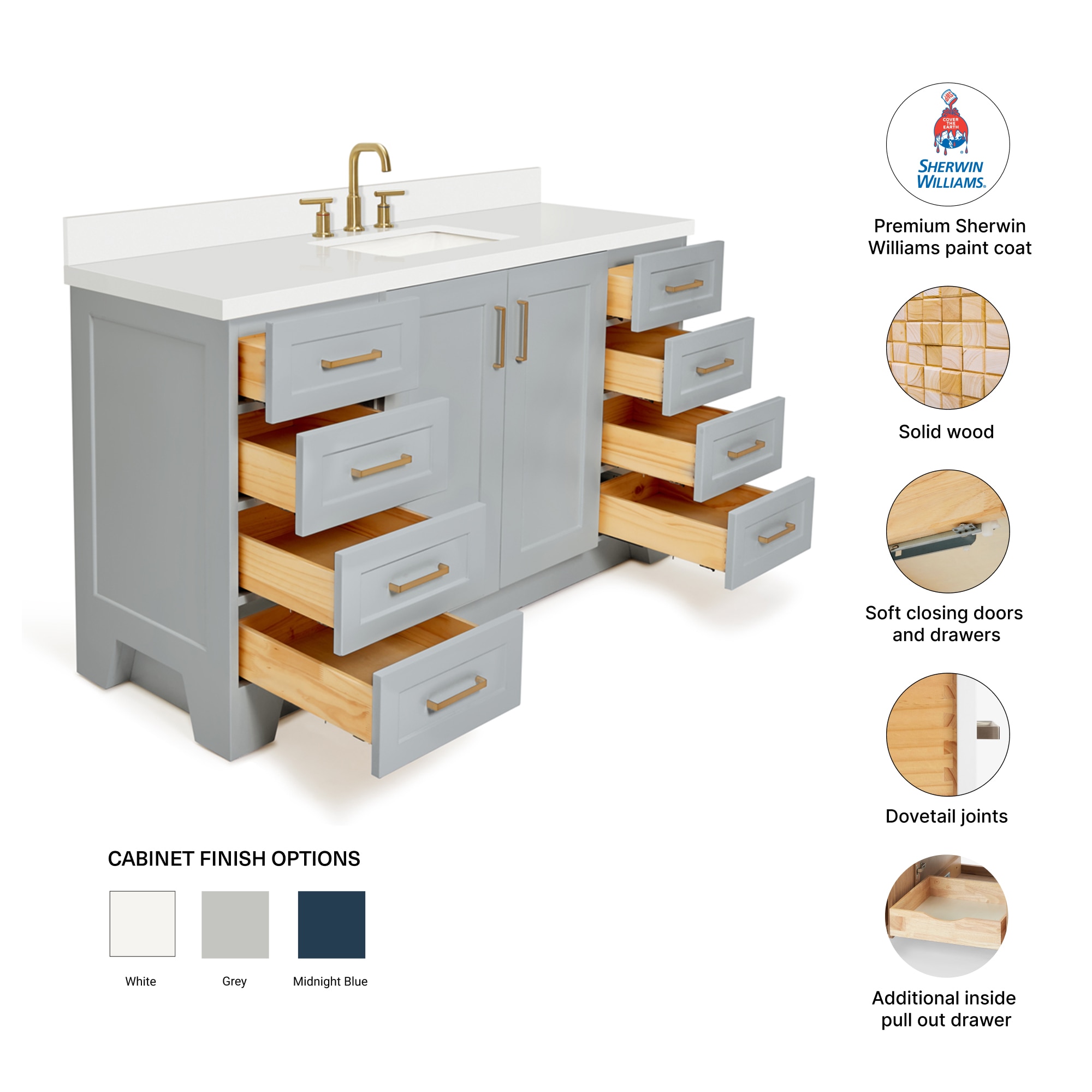 ARIEL Q061SWQRVOGRY Bath-Vanity-Combo - View #4