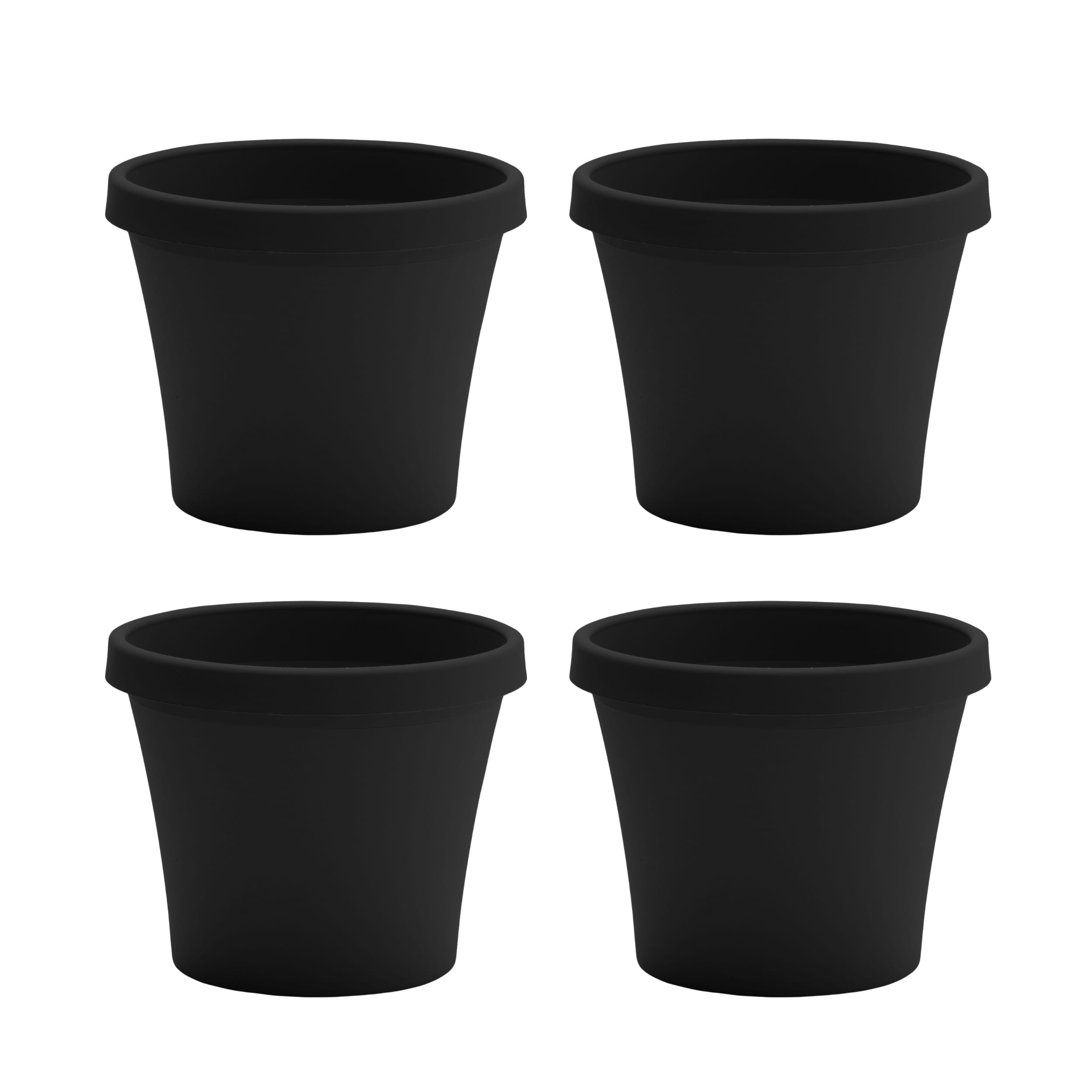 Bloem DCB-TERMIX10 4 -Pack Round 10.75-in W Black Plastic Indoor/Outdoor Planter