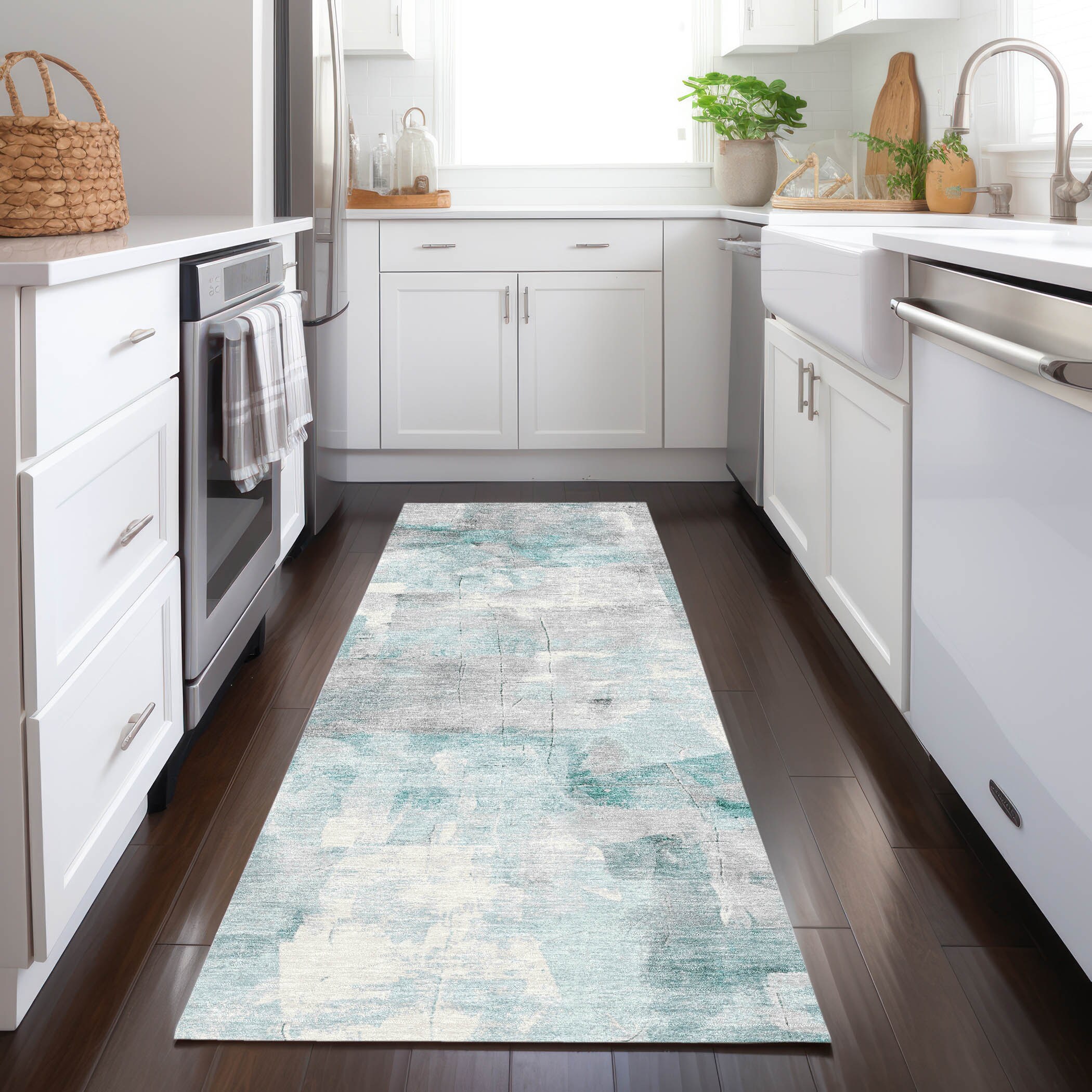 Addison Rugs ACN1697TE2X8 Chantille ACN1697TE 2 x 7 (ft) Loomed Teal Rectangular Indoor/Outdoor Machine washable Pet Friendly Area rug