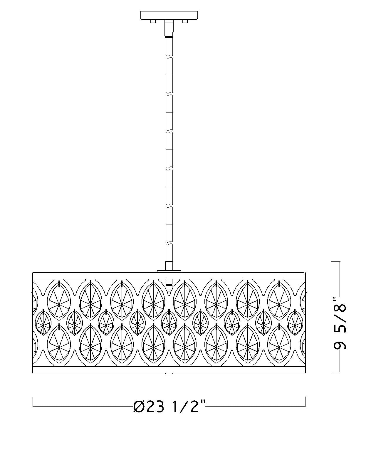 Ellipse-Carved Steel and Crystal 6-Light Chandelier in Matte Black