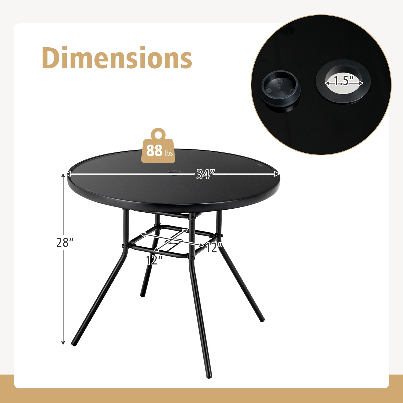WELLFOR TDJN10207-12 Patio-Tables - View #2