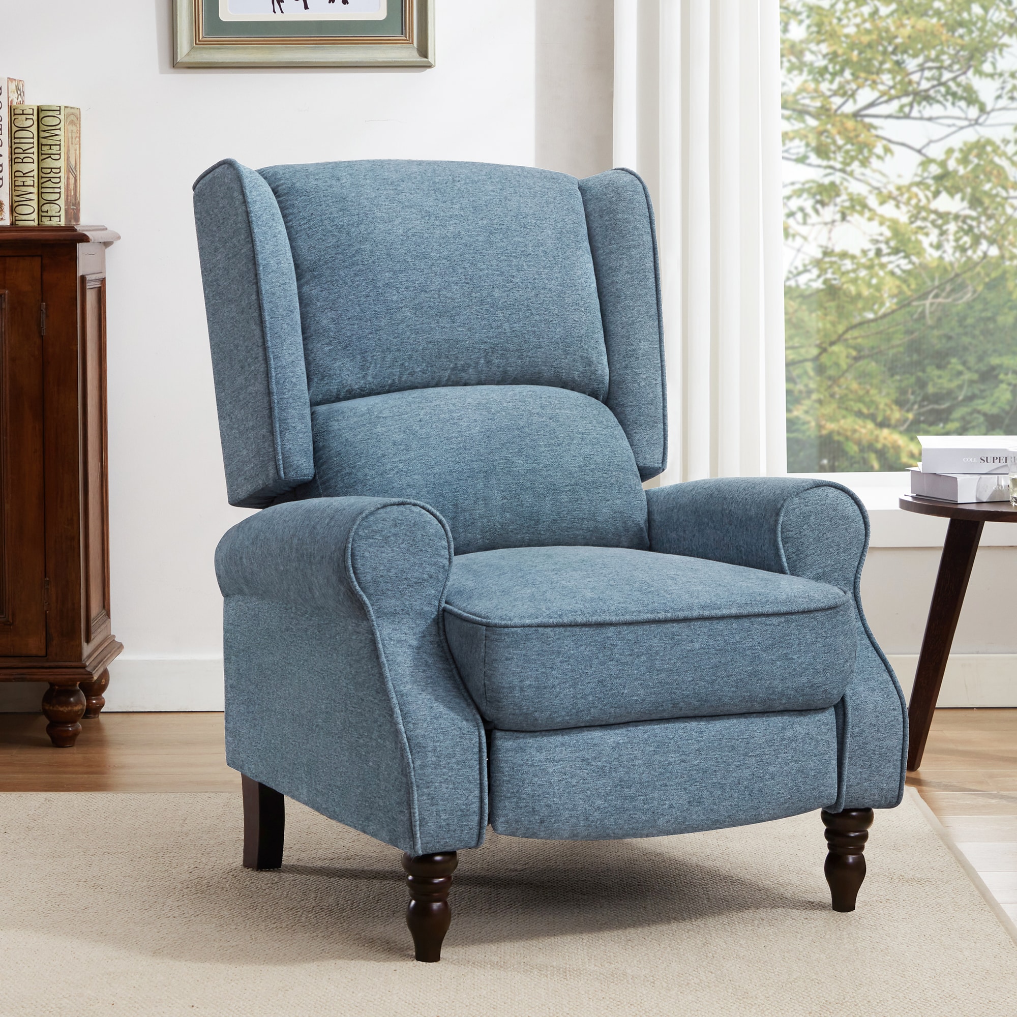 LUE BONA SN-007-03LS Modern Blue Linen Theater seating Chair