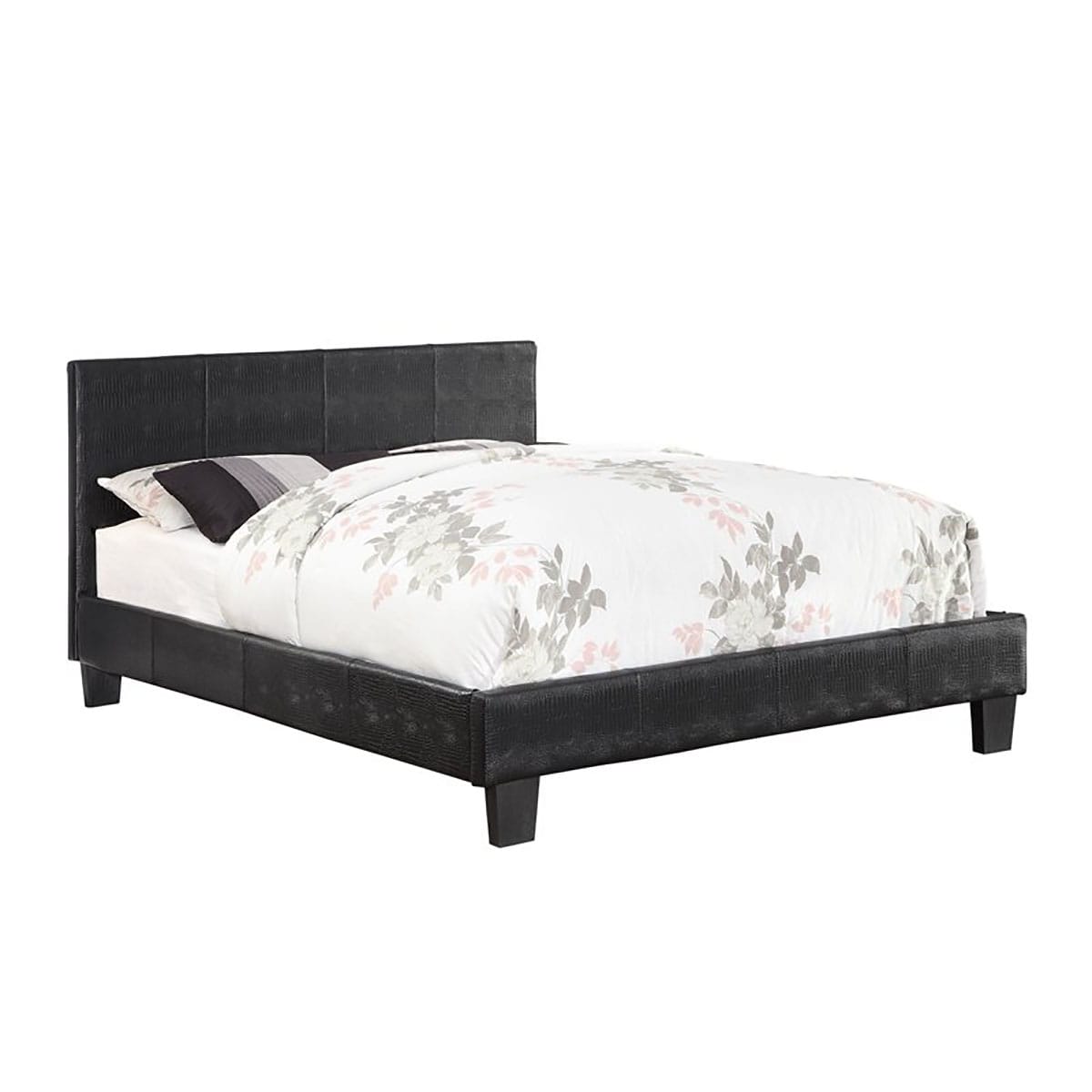 DeNarvik Black Queen Wood Platform Bed Leather | - Furniture of America IDF-7793BK-Q