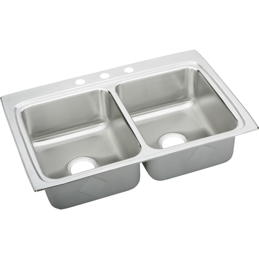 Lustertone Stainless Steel Double Basin Drop-In Kitchen Sink