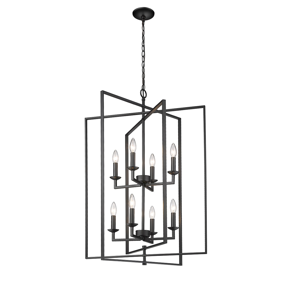 Nellis Matte Black 8-Light Geometric Pendant Chandelier