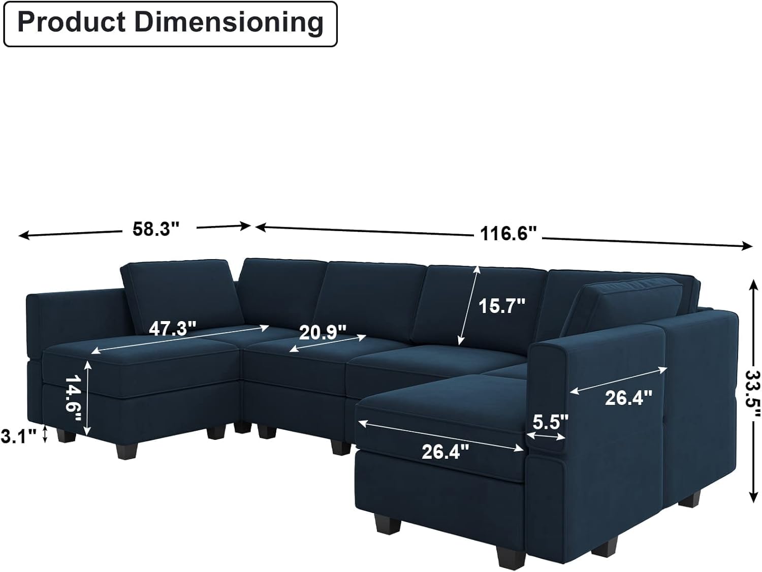 Belffin BF196-A6B-BLUE futons - View #2
