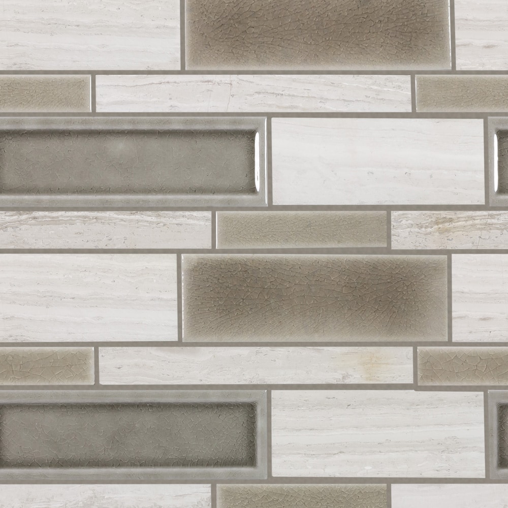 Elida Ceramica LW2007011 Cambridge Height Beige 12-in x 14-in Crackled Porcelain/Stone Patterned Linear Mosaic Wall Tile ( 1.02-sq ft Piece )