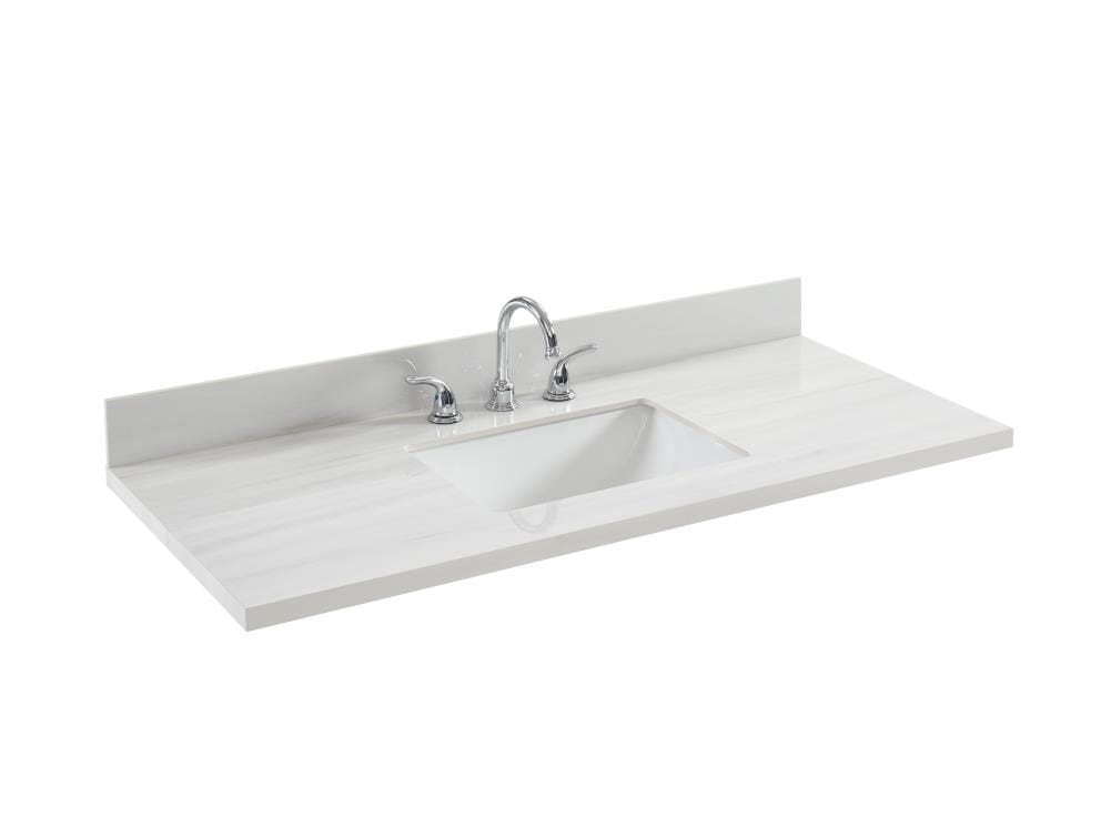 allen + roth Dolomiti Bianco 49-in x 22-in White Sintered Stone ...