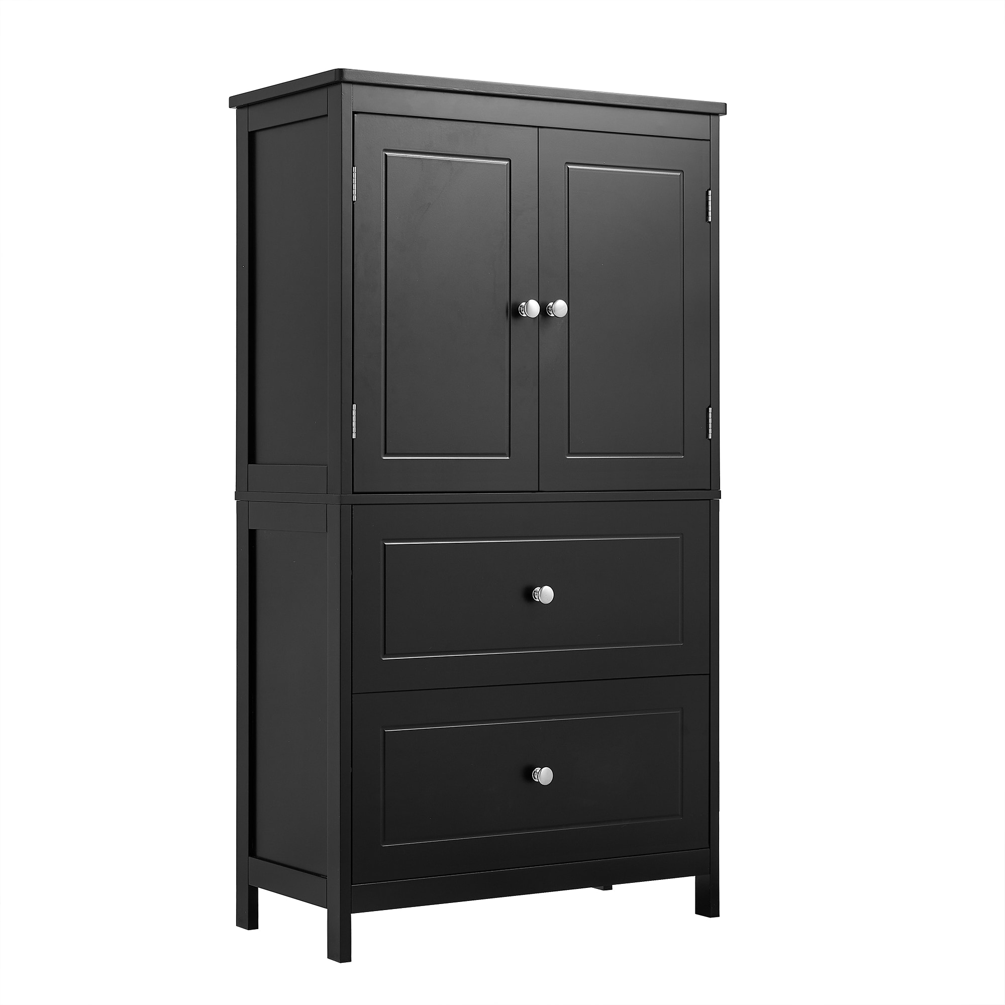 Siavonce XH33091 23.6-in W x 43.3-in H MDF Black Freestanding Utility Storage Cabinet