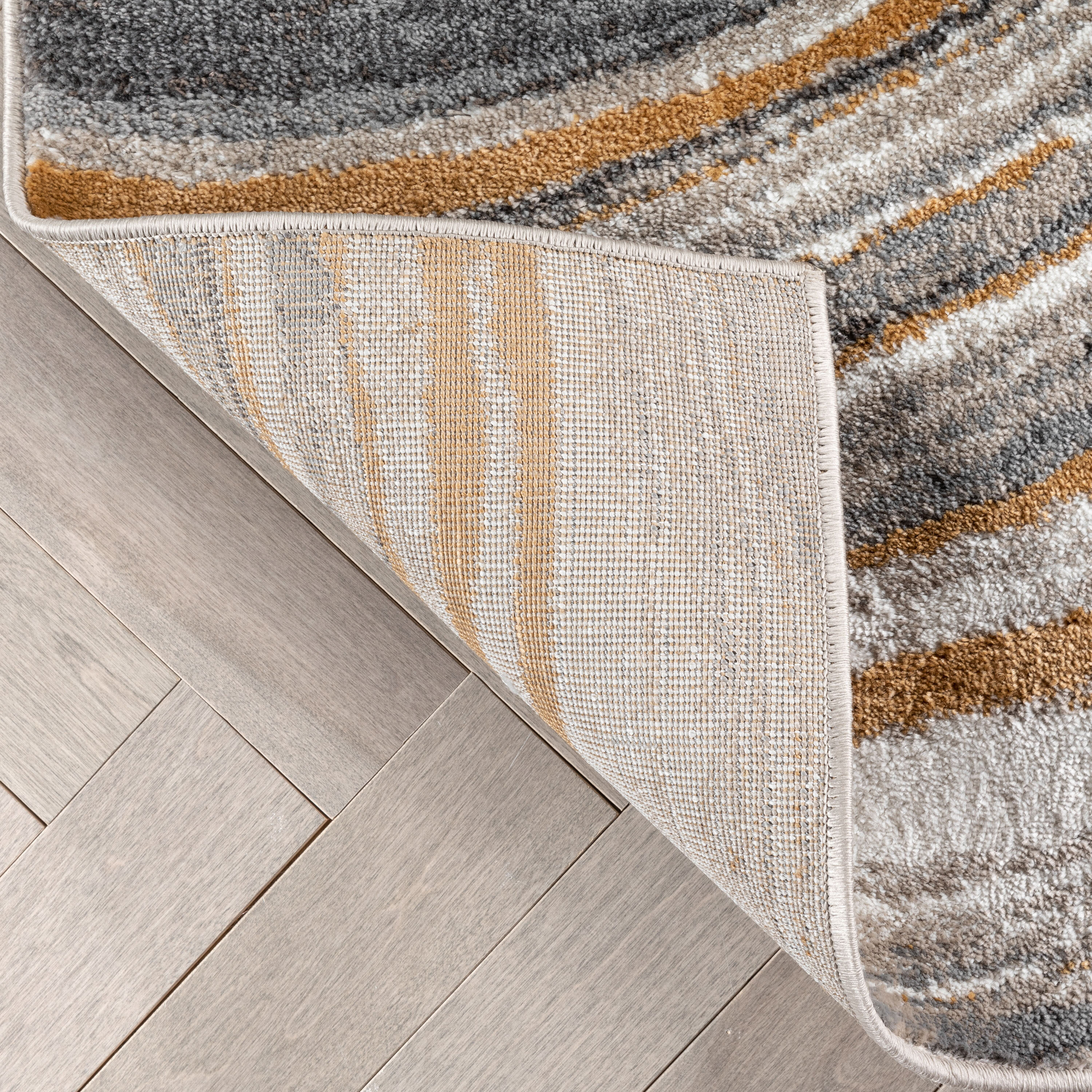 Gray and Rust Abstract Geometric Polyester Indoor Area Rug