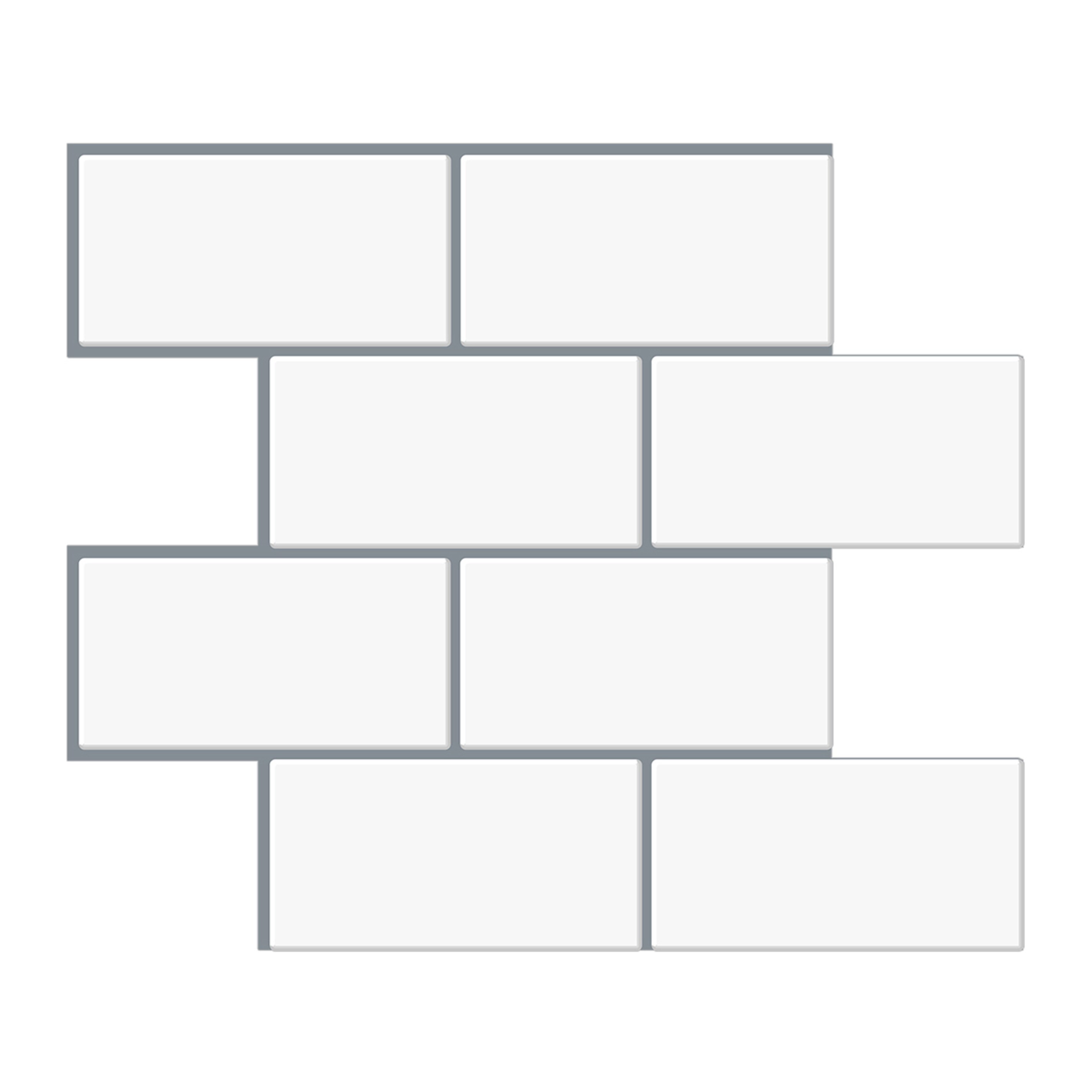 Tic Tac Tiles TSB53-10 Thicker Small Subway Brick Mono White 11-in x 12-in Glossy PVC Brick Look Peel and Stick Tile (7.3-sq. ft/ Carton)