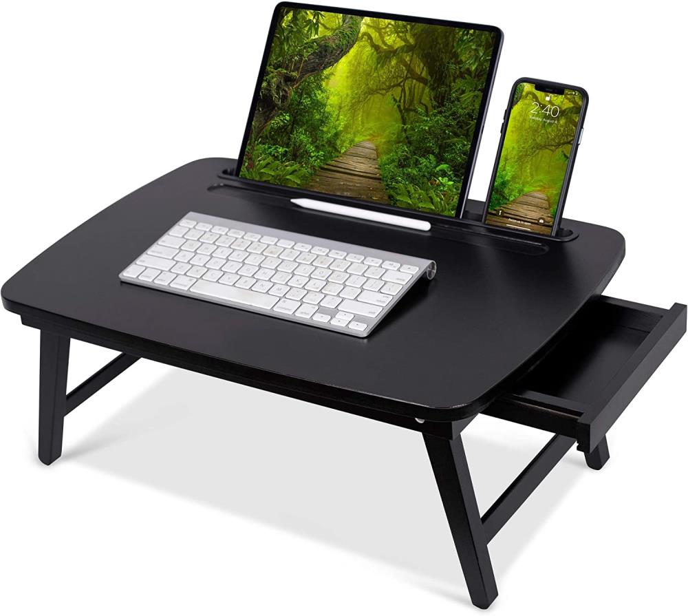 Home Indoor Bedroom Lap Adjustable Bamboo Laptop Computer Bed Table Tray Stand 