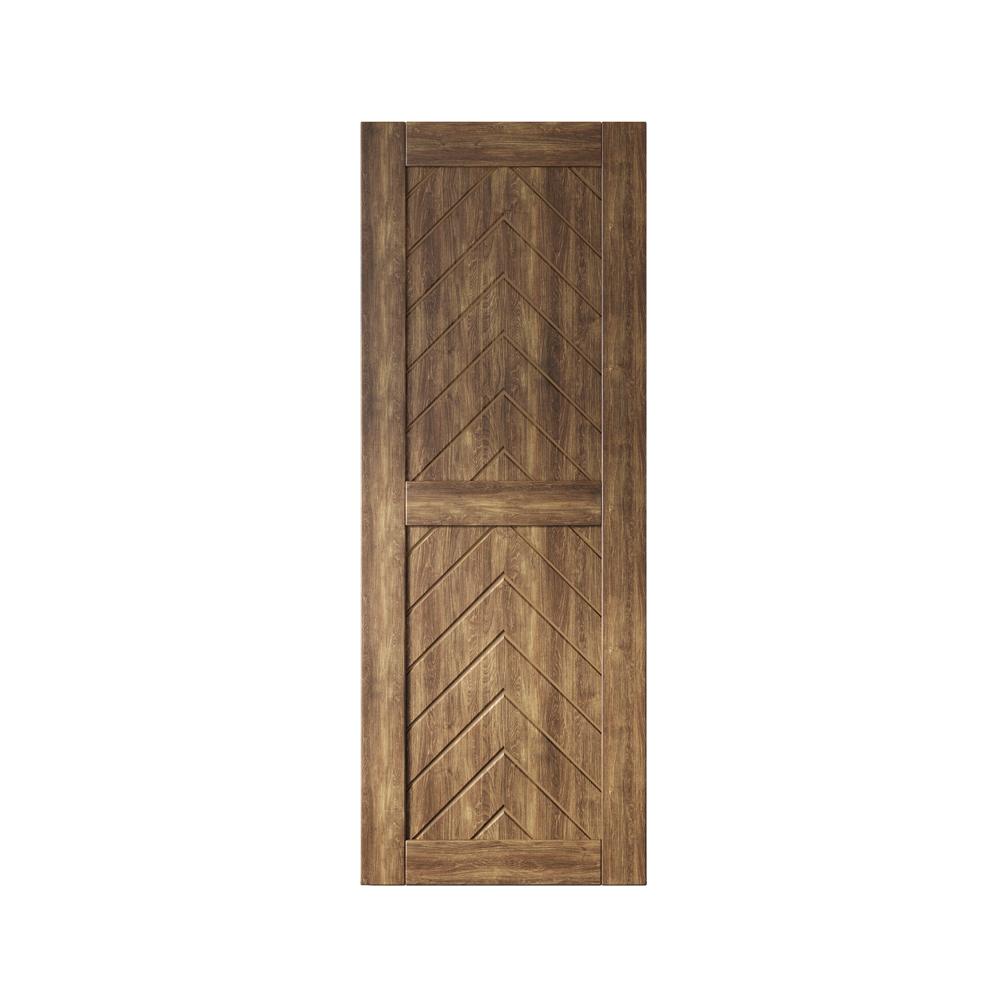 HOMACER JT1-3080-WA 30-in x 80-in Dark Walnut Herringbone Pine Wood Solid core Single Barn Door (Hardware Not Included)