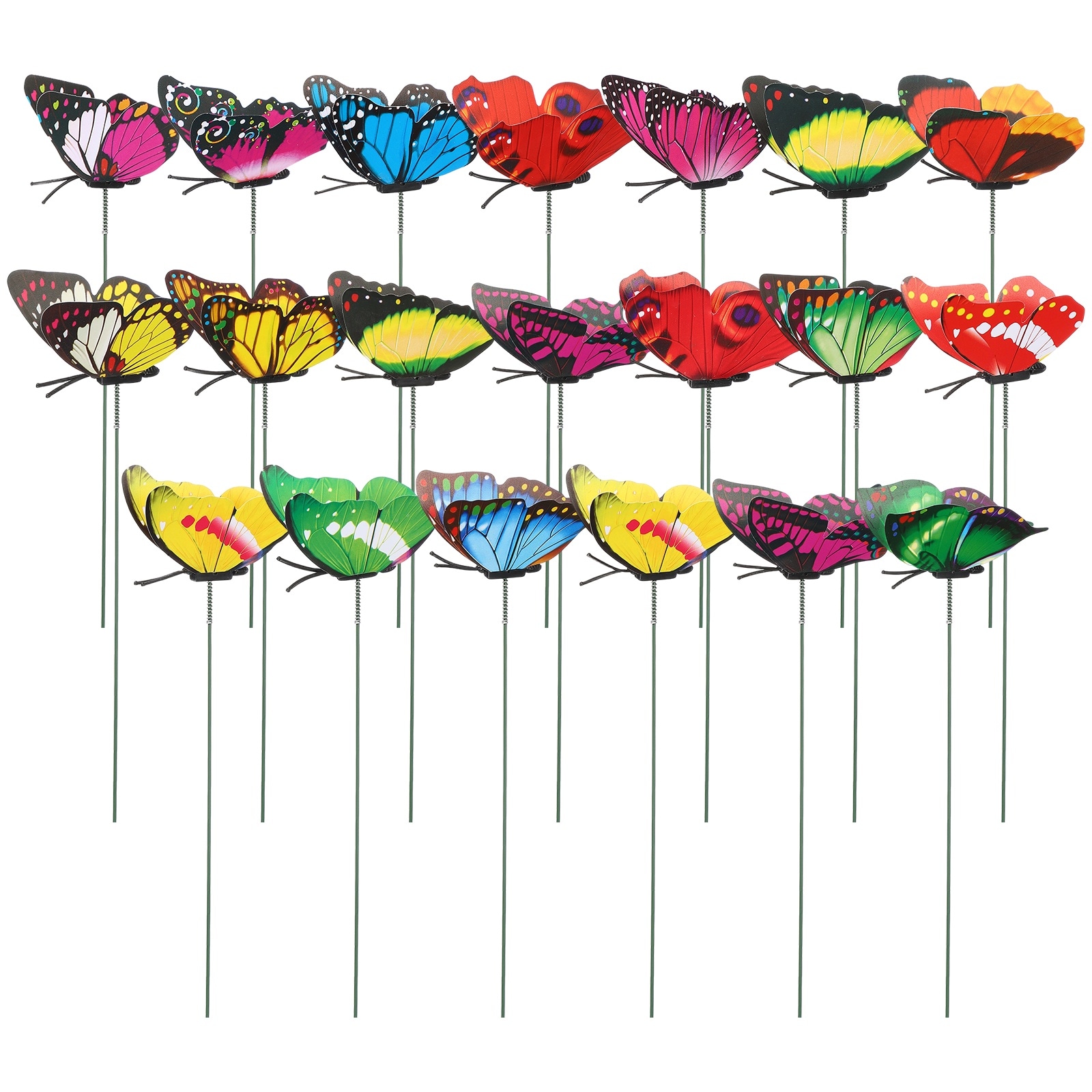 Unique Bargains - 20pcs Butterfly Stakes 7cm Butterfly Garden Decoration PVC Waterproof Artificia...