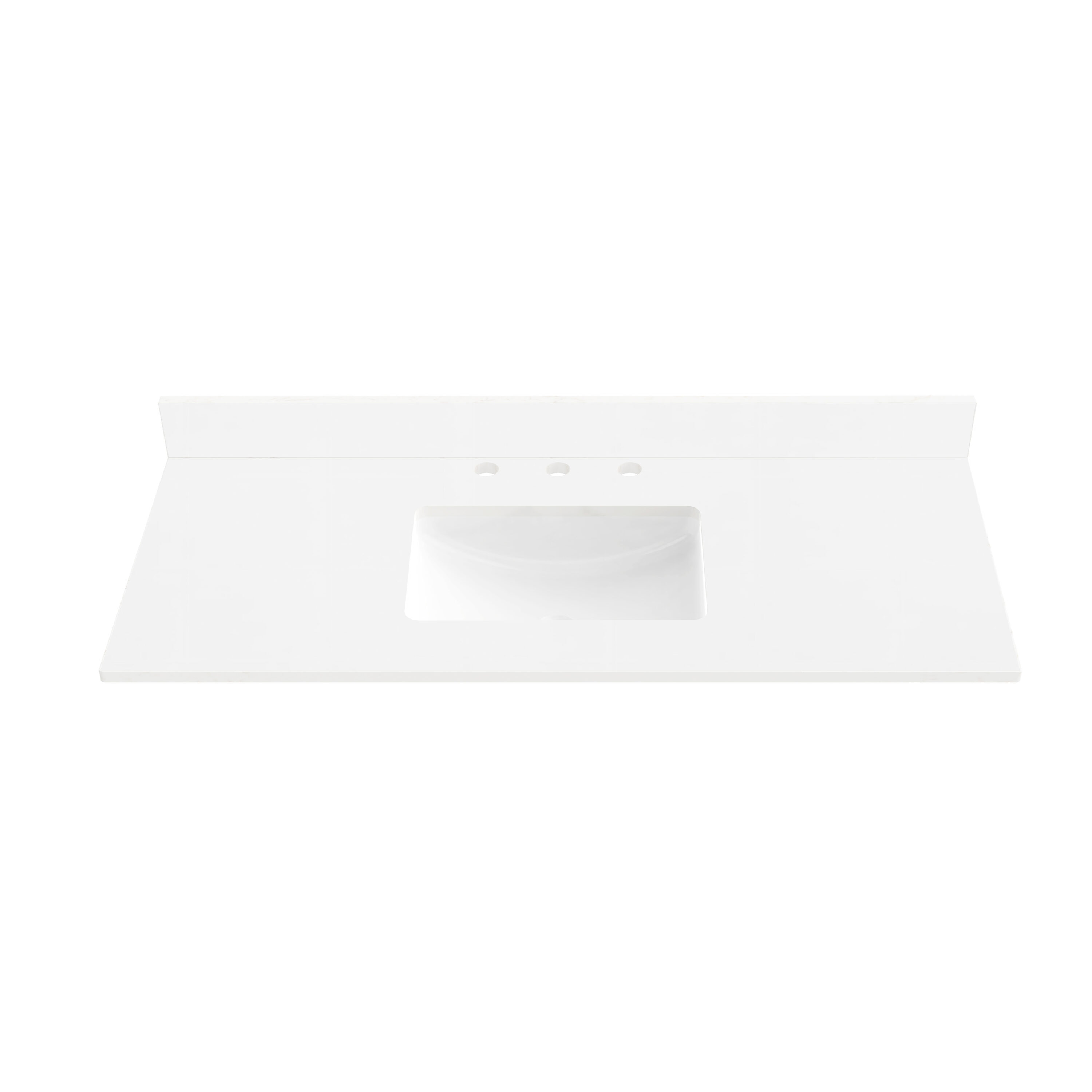 Style Selections White Quartz Undermount Single and Double Sink Widespread Faucet Mount Bathroom Vanity Top