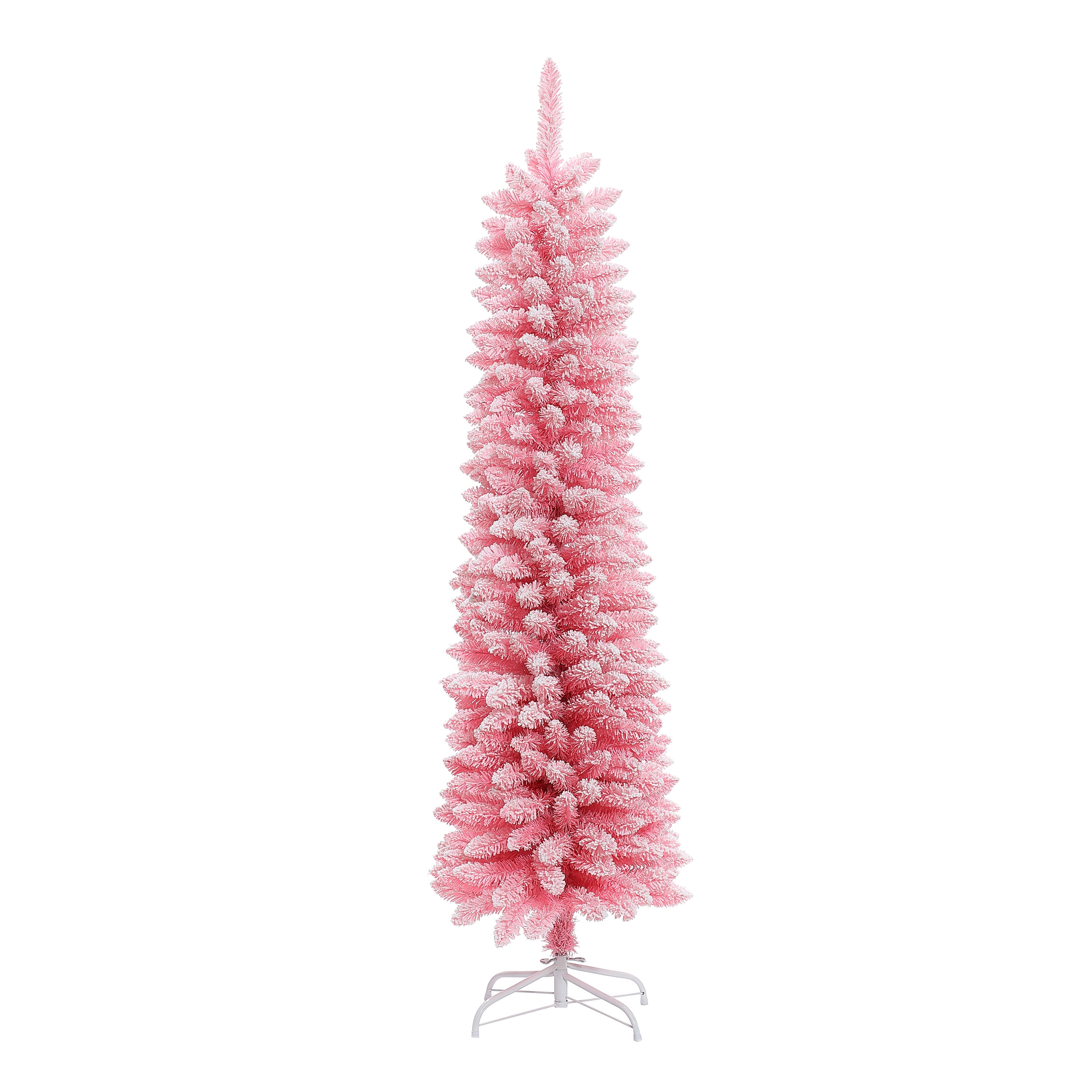 LuxenHome WHAP1781 6-Feet Fir Pencil Pink Artificial Christmas Tree