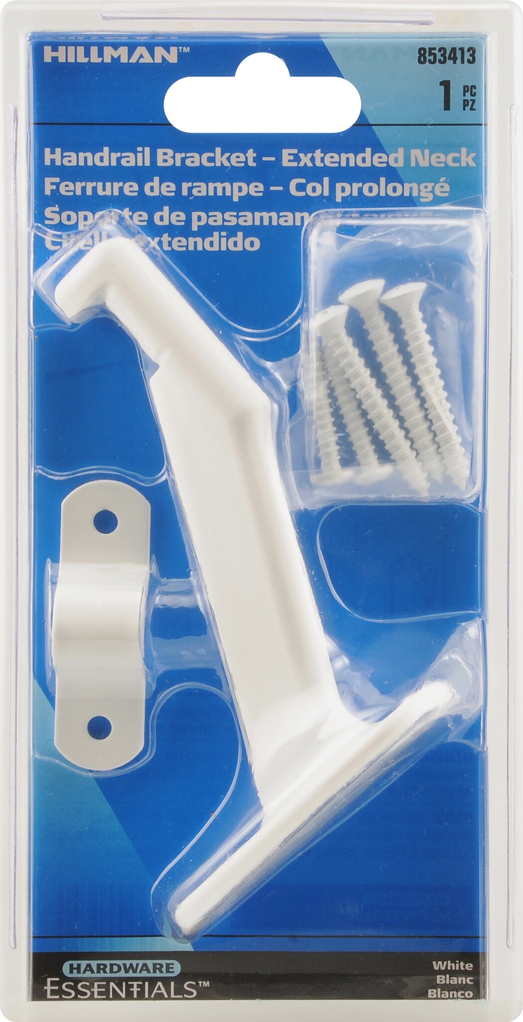 Hardware Essentials 853413 3.2-in x 3-in x 1.4-in White Steel Handrail bracket
