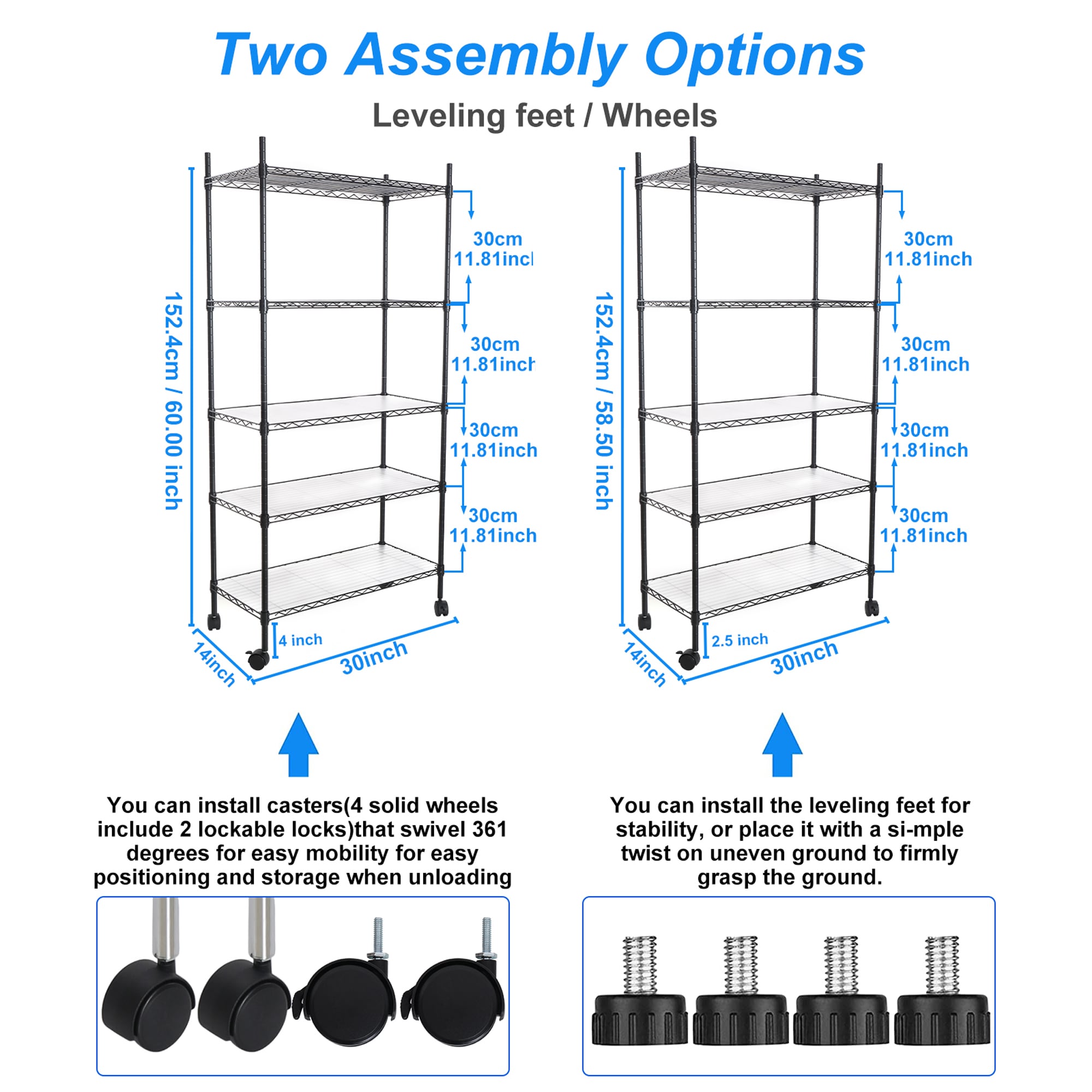 Gaierptone Metal Heavy Duty 5-Tier Utility Shelving Unit (30-in W x 14 ...