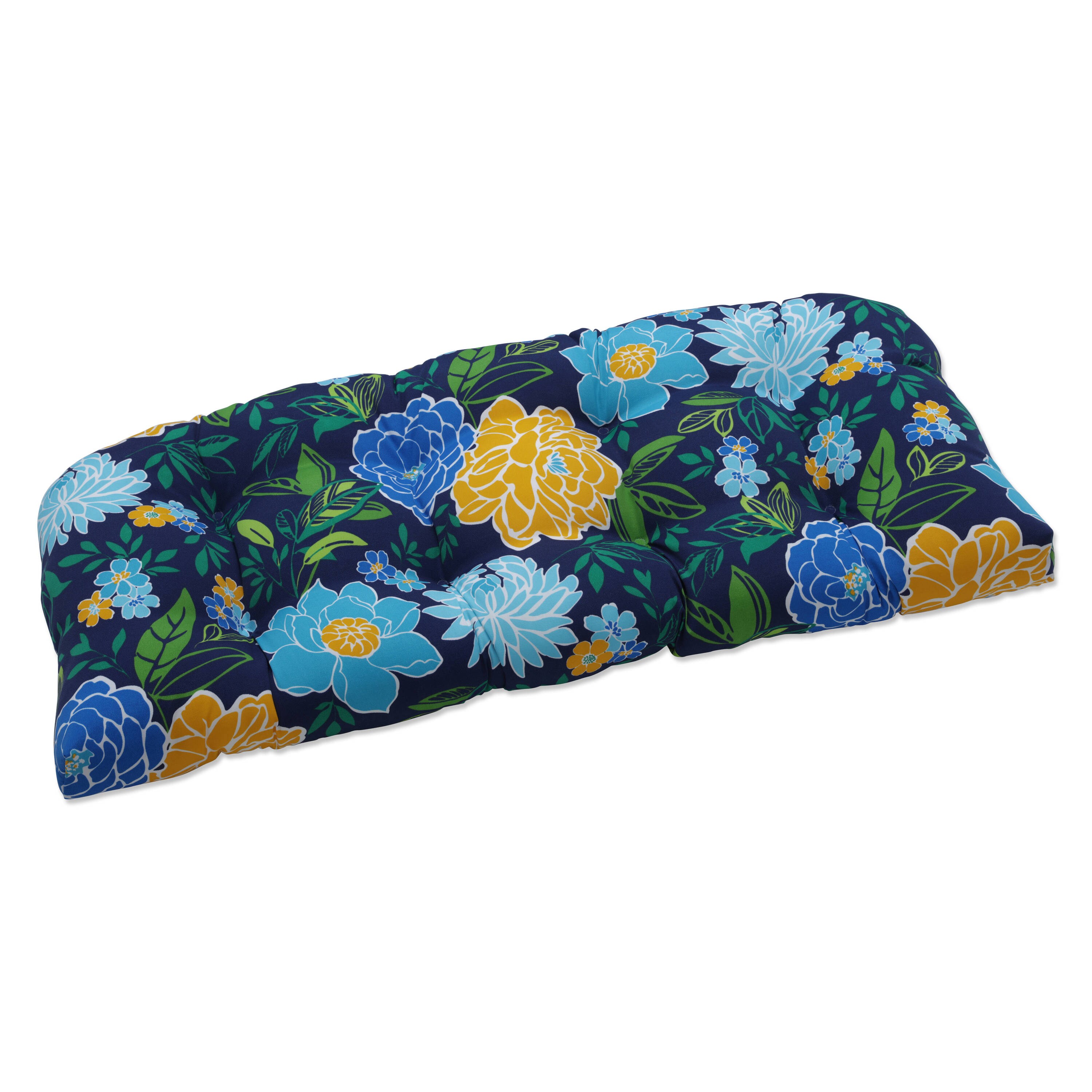 Pillow Perfect 19-in x 44-in Blue Patio Chair Cushion at Lowes.com