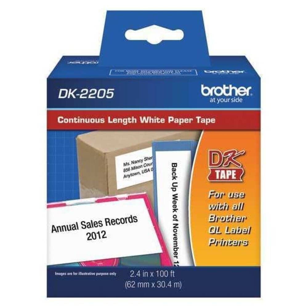 Brother Continuous Paper Label Tape 2.4 X 100 Ft Roll White
