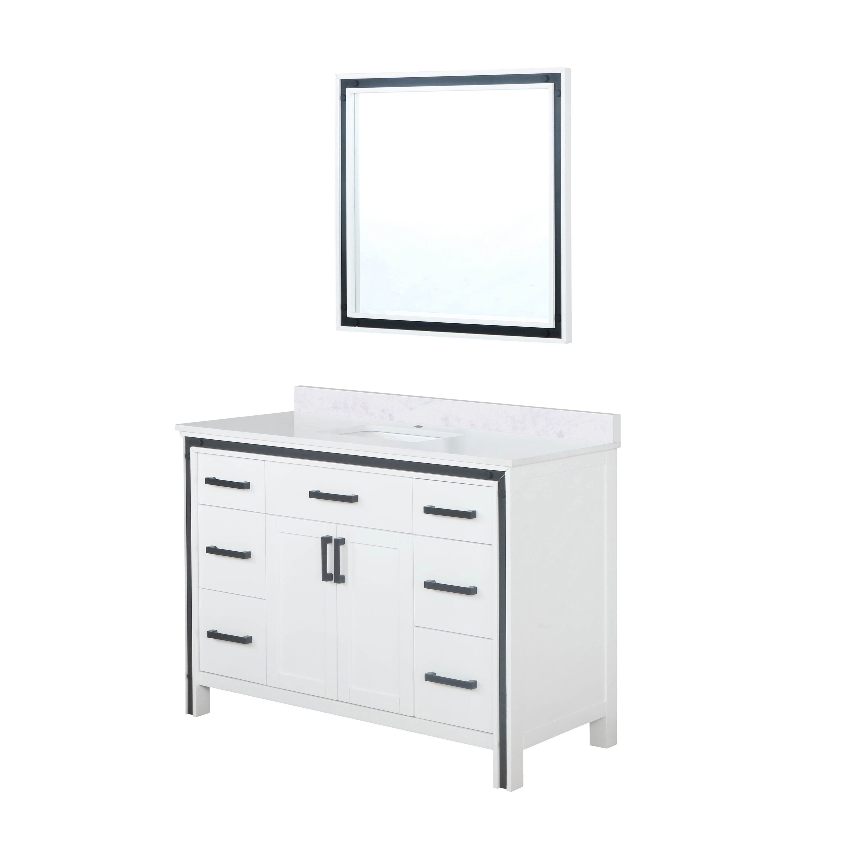 Ziva 48" White Cultured Marble Top Vanity with Mirror