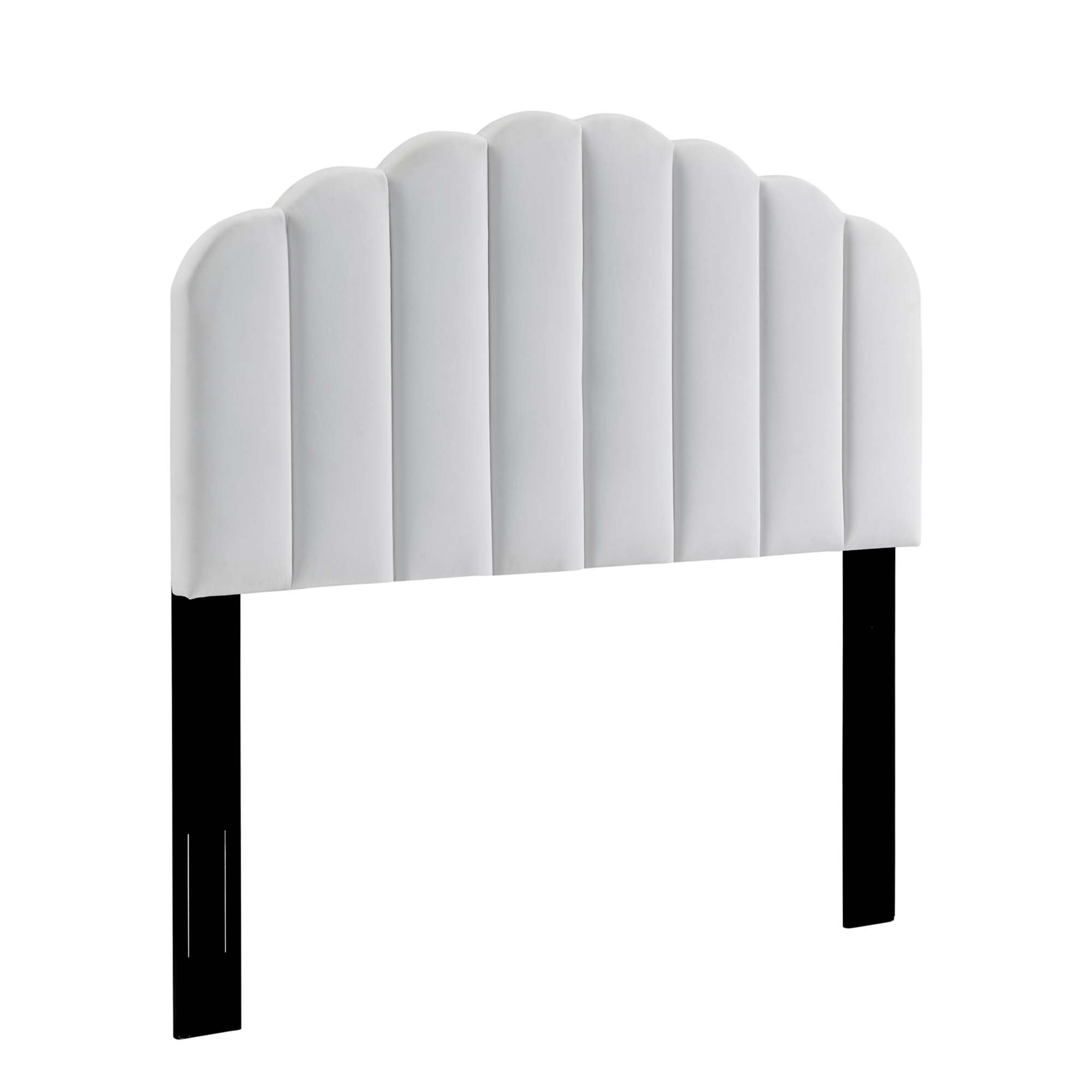  Veronique Performance Velvet Twin Headboard in White