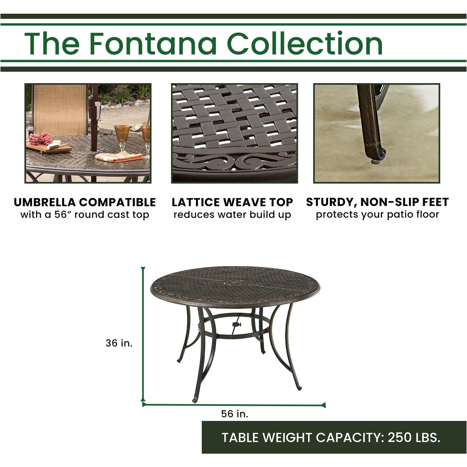 Bronze and Tan Aluminum 6-Person Round Outdoor Dining Set with Swivel Chairs