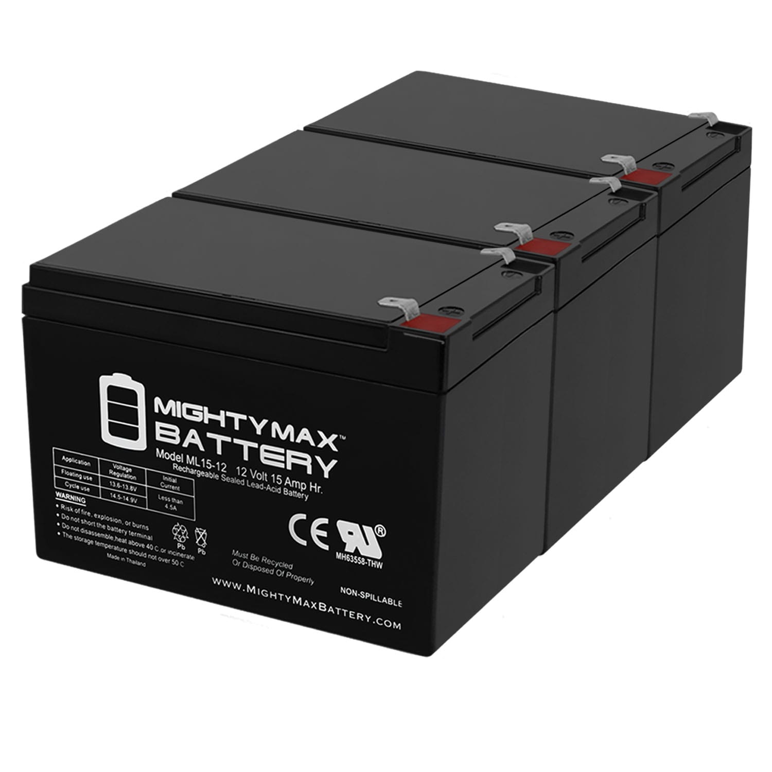 Mighty Max Battery 12v 15ah F2 For Ub12150 40658 Rechargeable Sealed Lead Acid 12150 Backup