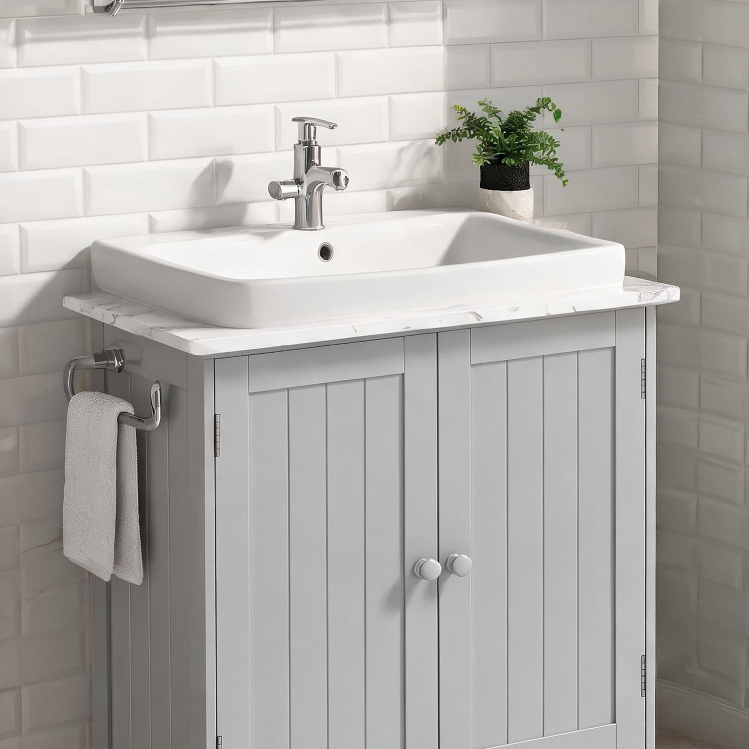 Tammesy Bathroom Vanity with Light Gray MDF pairing Storage with 23.5 x 11.8 x 23.5 in and Classic Gray MDF