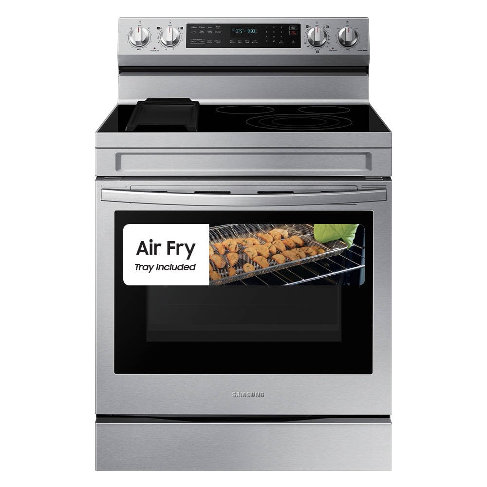 Samsung 30-in Glass Top 5 Burners 6.3-cu ft Self-Cleaning Air Fry  Freestanding Smart Electric Range (Fingerprint Resistant Stainless Steel)  in the Single Oven Electric Ranges department at