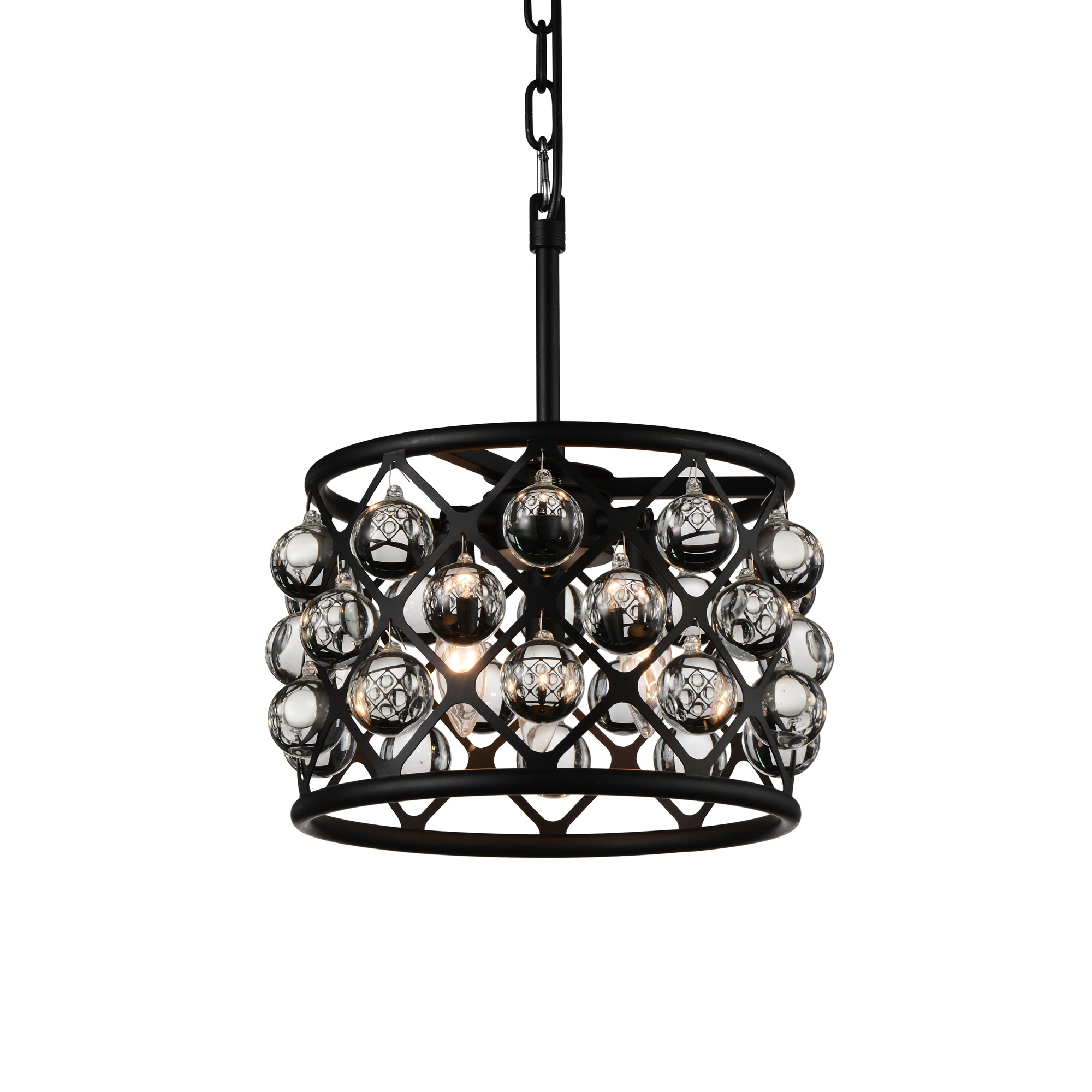 CWI Lighting 9862P12-3-101 Renous 3-Light Black Modern/Contemporary Damp Rated Chandelier