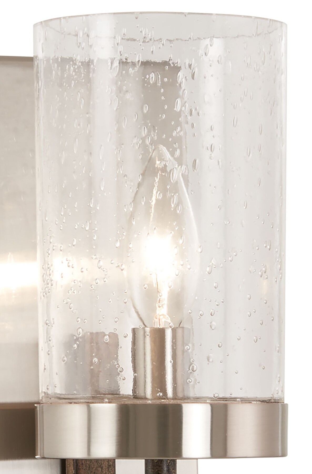 Brushed Nickel and Stone Grey Wall Sconce with Clear Seeded Glass