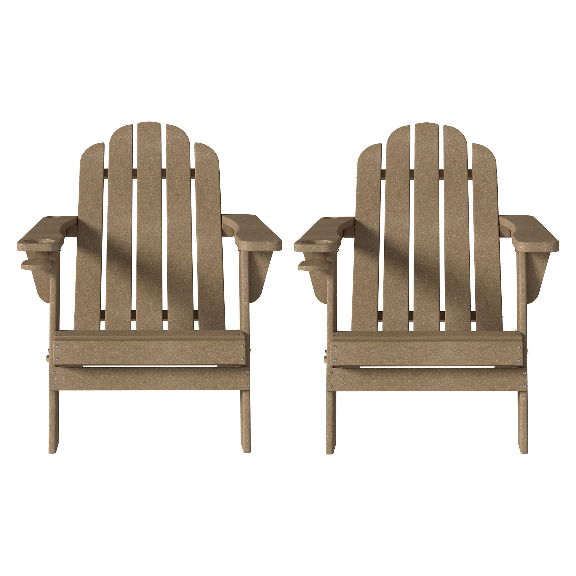 Clihome CL-BHF38GY 2 Pieces of Slate Grayish-brown Adirondack Chairs Set of 2 Grayish brown HDPE Frame Stationary Adirondack Chair with Slat Seat