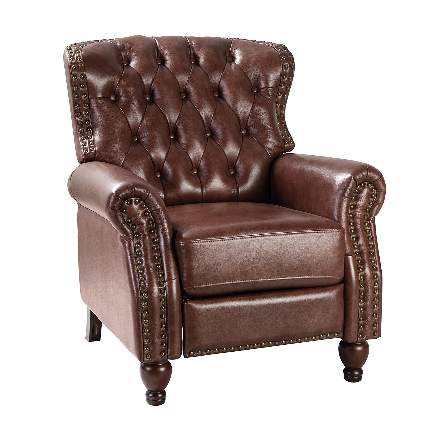 14 Karat Home Brown Leather Upholstered Recliner in the Recliners  department at