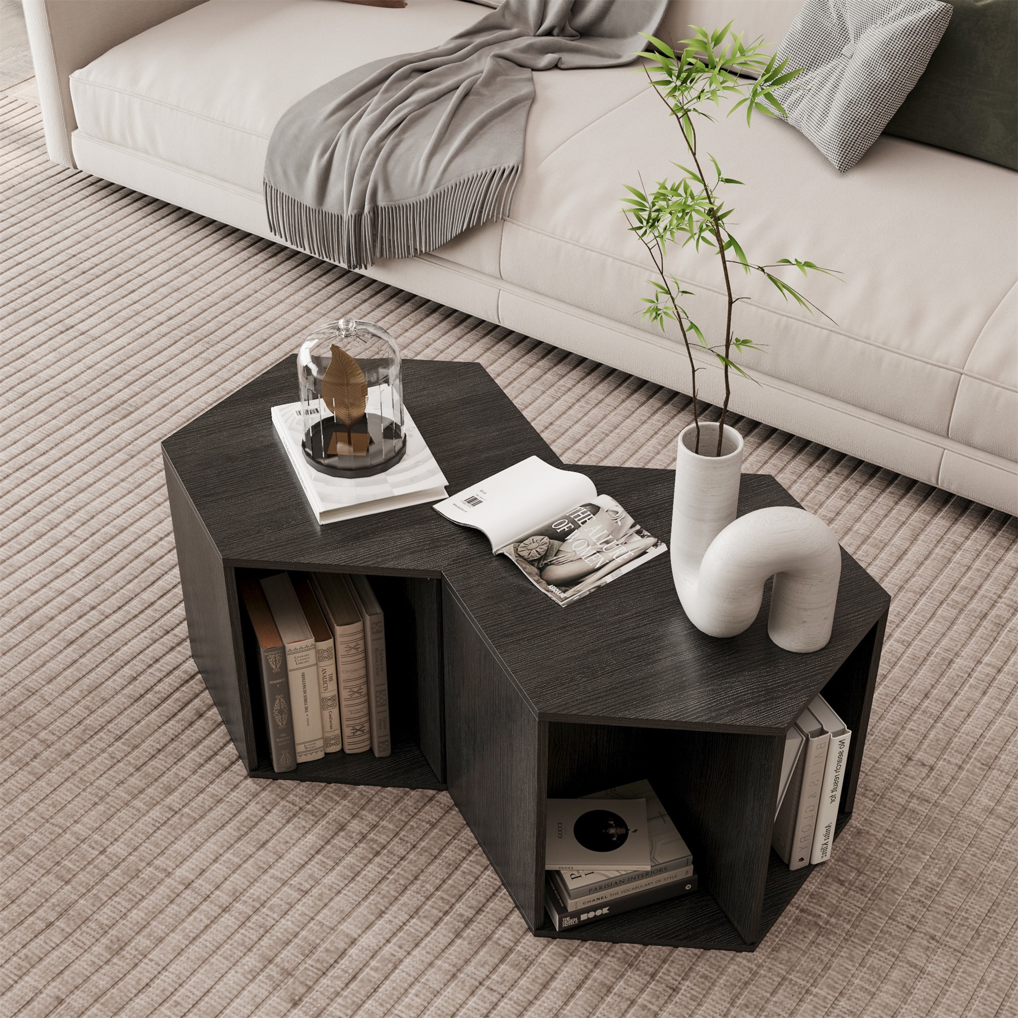 BABOOM BOM-P164918-OR Coffee Table Side Table Black Brown MDF Modern Coffee Table with Storage