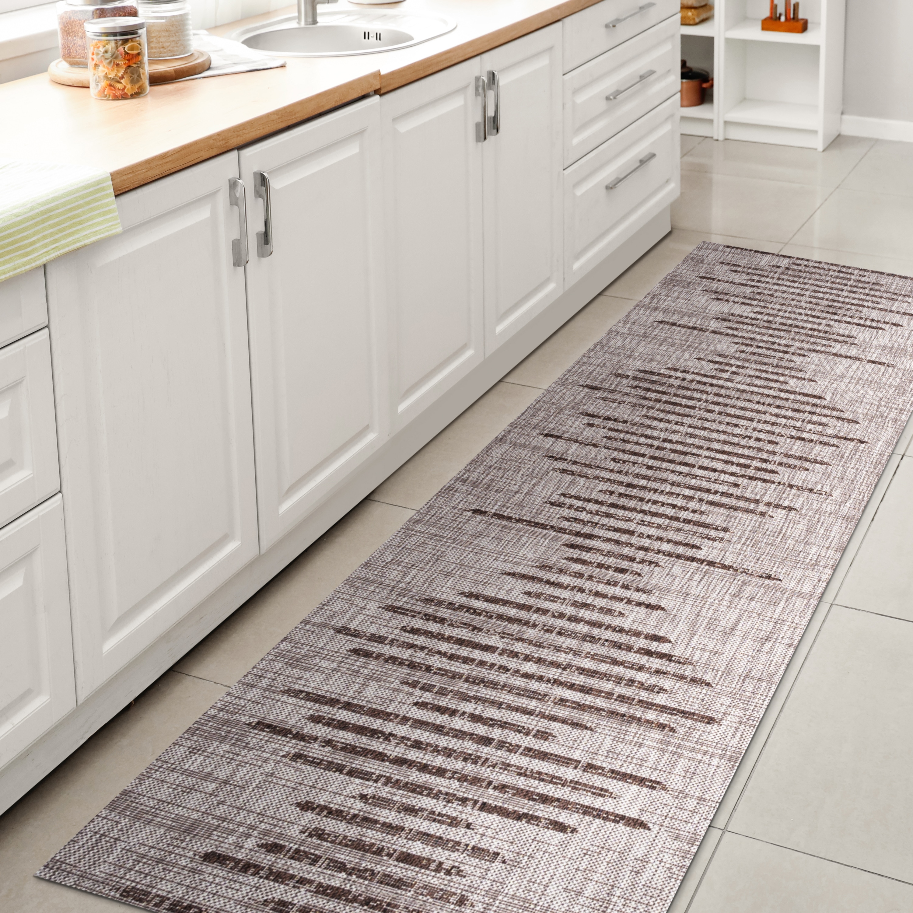 JONATHAN  Y SMB124A-210 Santa Monica Zolak Berber 2 x 10 (ft) Loomed Polypropylene Beige/Brown Rectangular Indoor/Outdoor Stripe Bohemian/Eclectic Runner rug