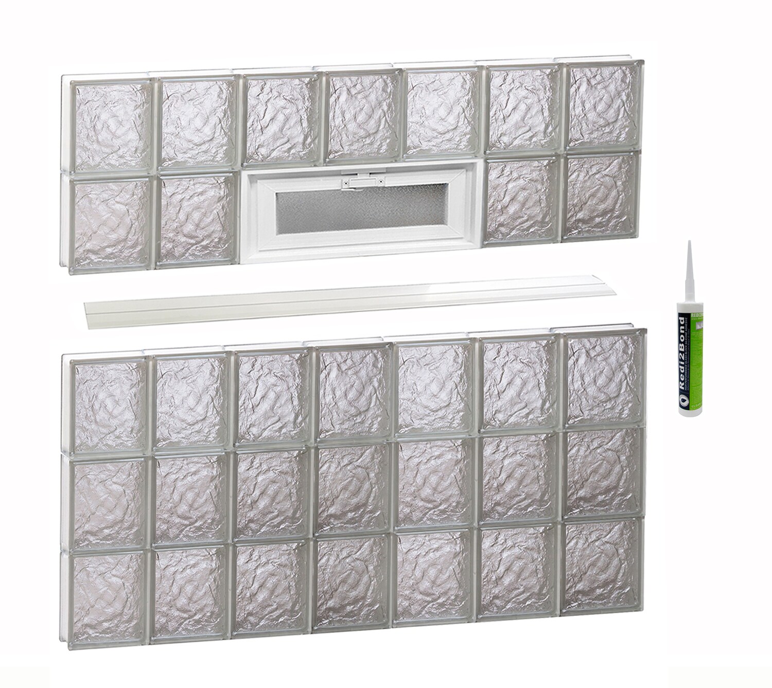 REDI2SET V4240IS Ice Glass 40-1/4-in x 38-3/4-in Frameless Replacement Vented Glass Block Window