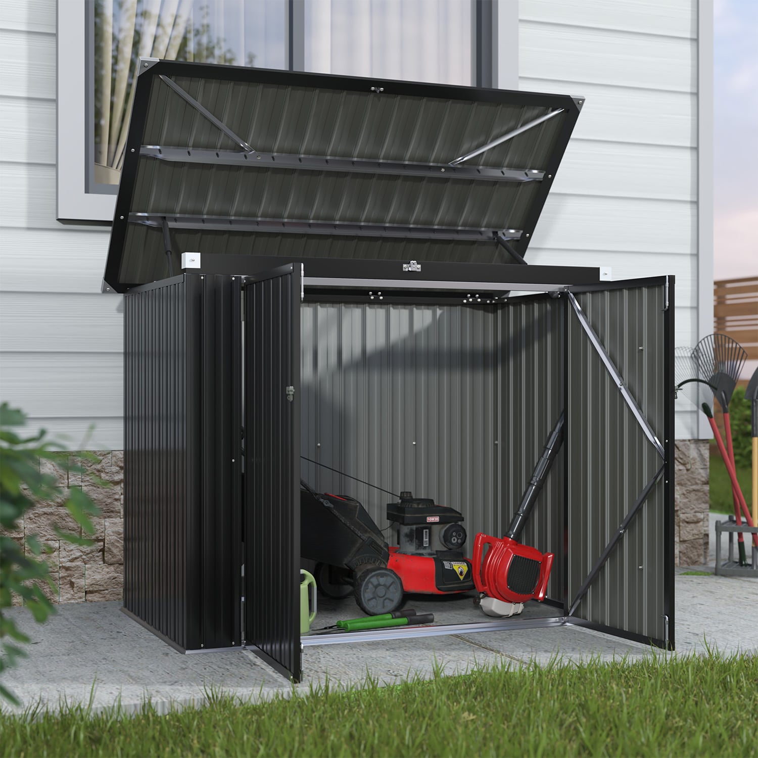 AOXUN ZZ-030507-BK Metal-Storage-Buildings-Sheds - View #5