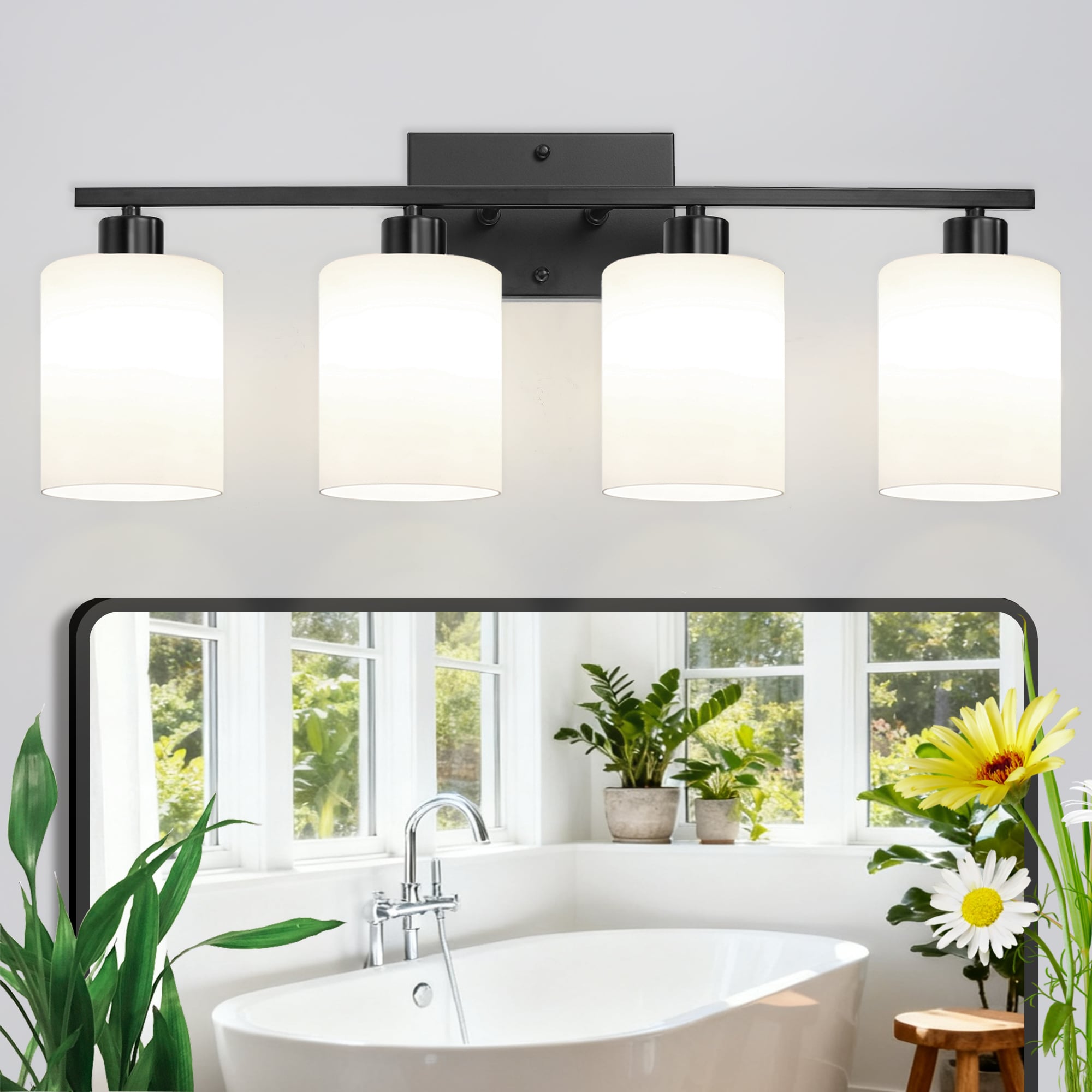 ZSMIHDOH 26.7-in 4 Light Black Modern/contemporary Bathroom Vanity light