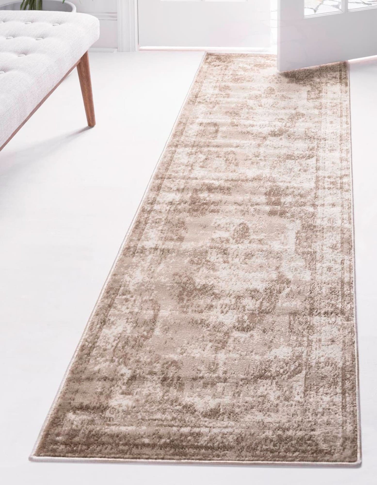 Unique Loom 3193417 Sofia 3 x 12 (ft) Loomed Polypropylene Beige Rectangular Indoor Distressed/Overdyed Runner rug